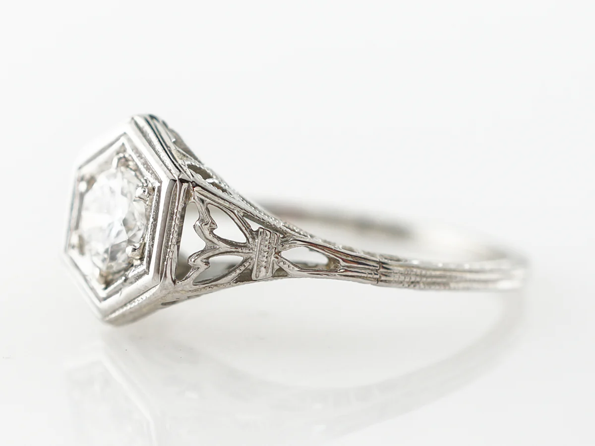 Vintage Art Deco Filigree Diamond Engagement Ring - Image 2