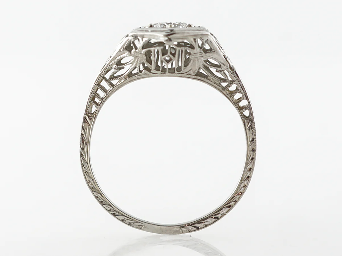 Vintage Art Deco Filigree Diamond Engagement Ring - Image 4