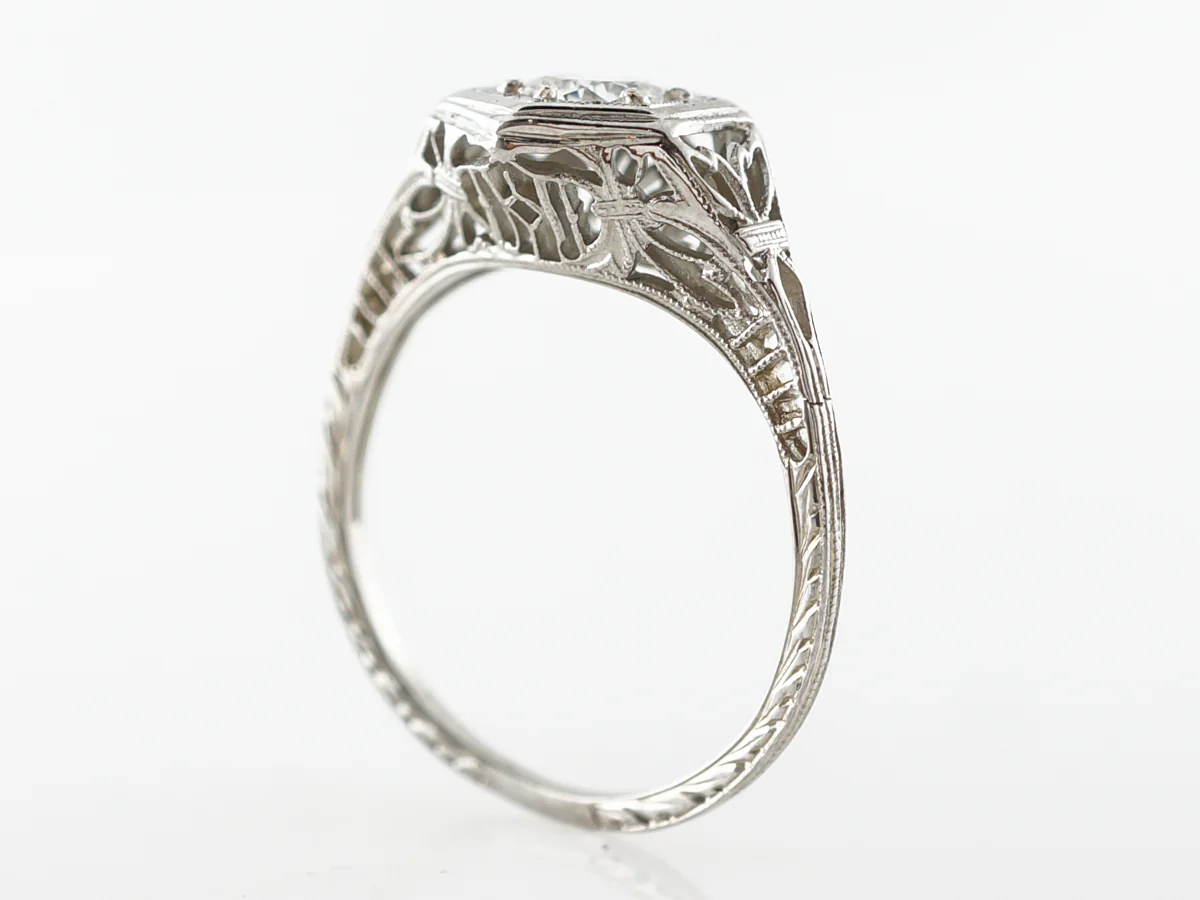 Vintage Art Deco Filigree Diamond Engagement Ring - Image 5