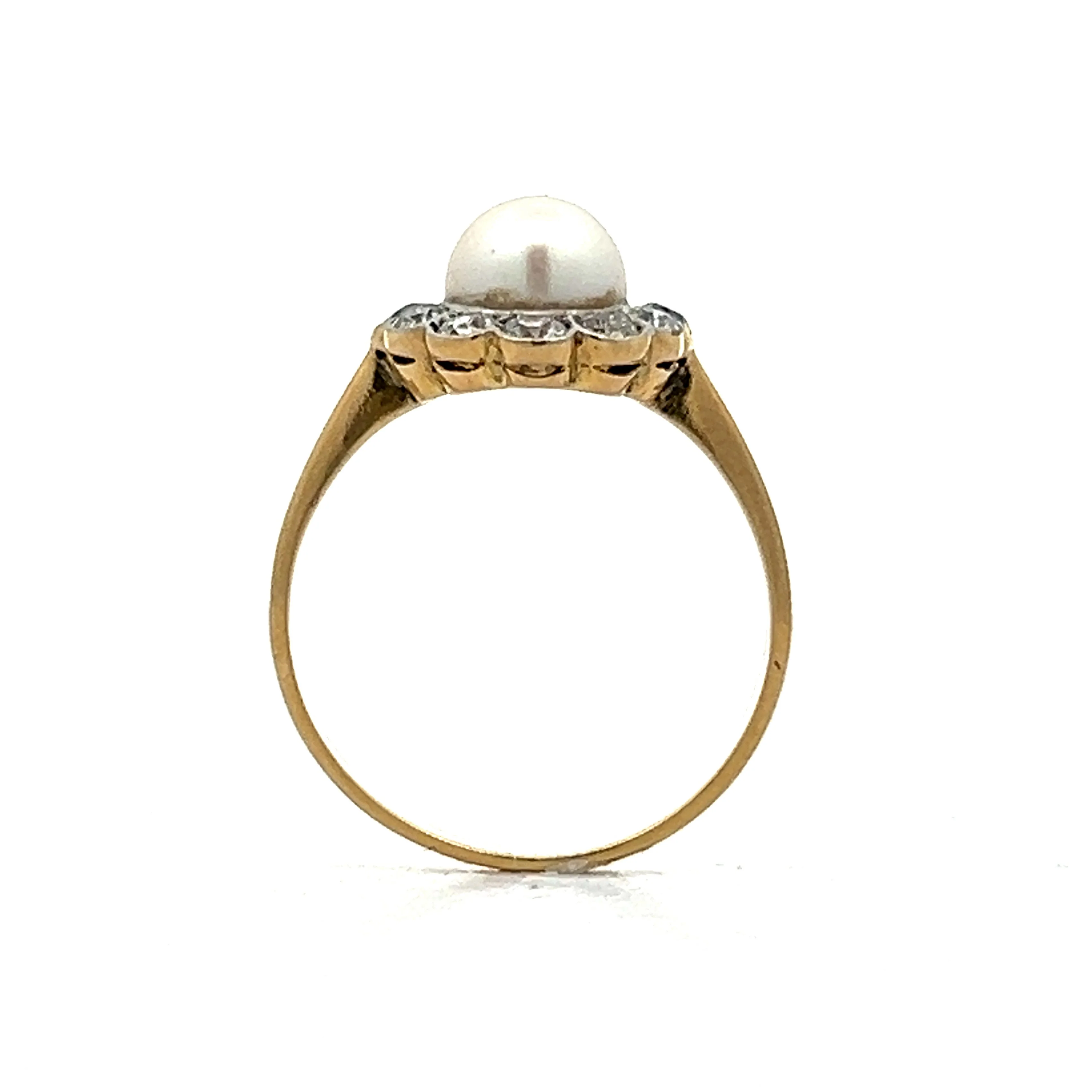 Vintage Art Deco Floral Pearl & Diamond in 18k Yellow Gold - Image 4