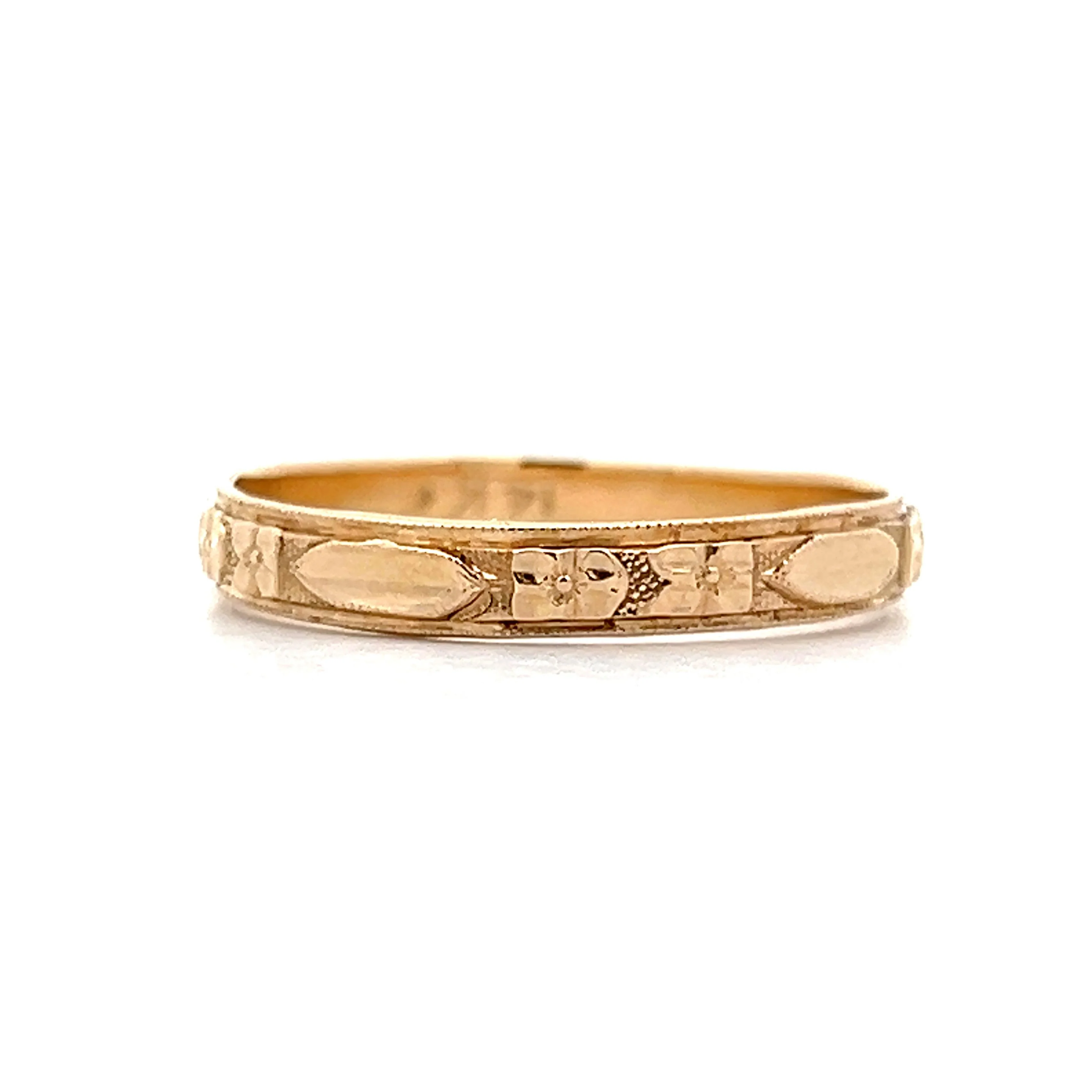 Vintage Art Deco Geometric Orange Blossom Band in Yellow Gold - Image 3