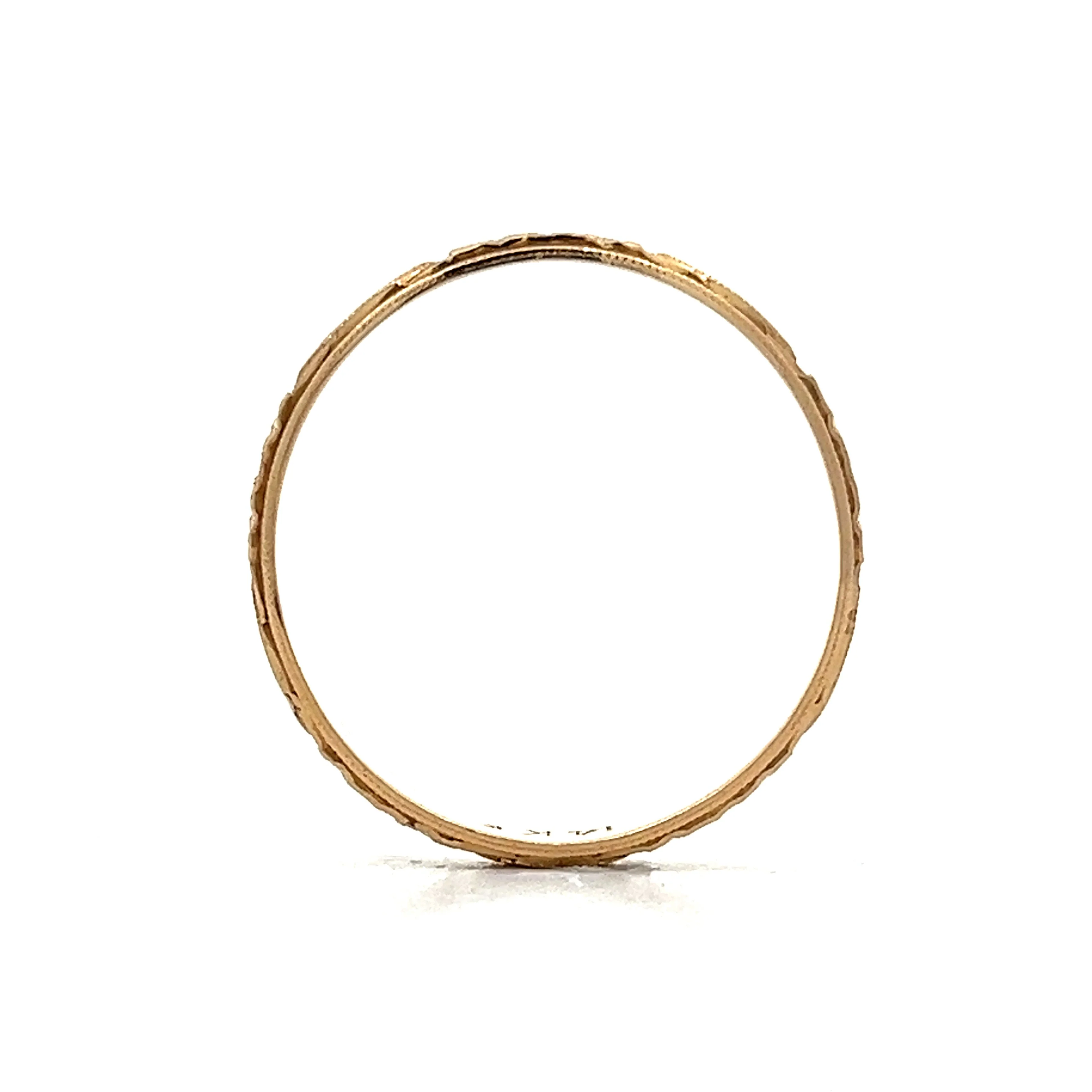 Vintage Art Deco Geometric Orange Blossom Band in Yellow Gold - Image 4