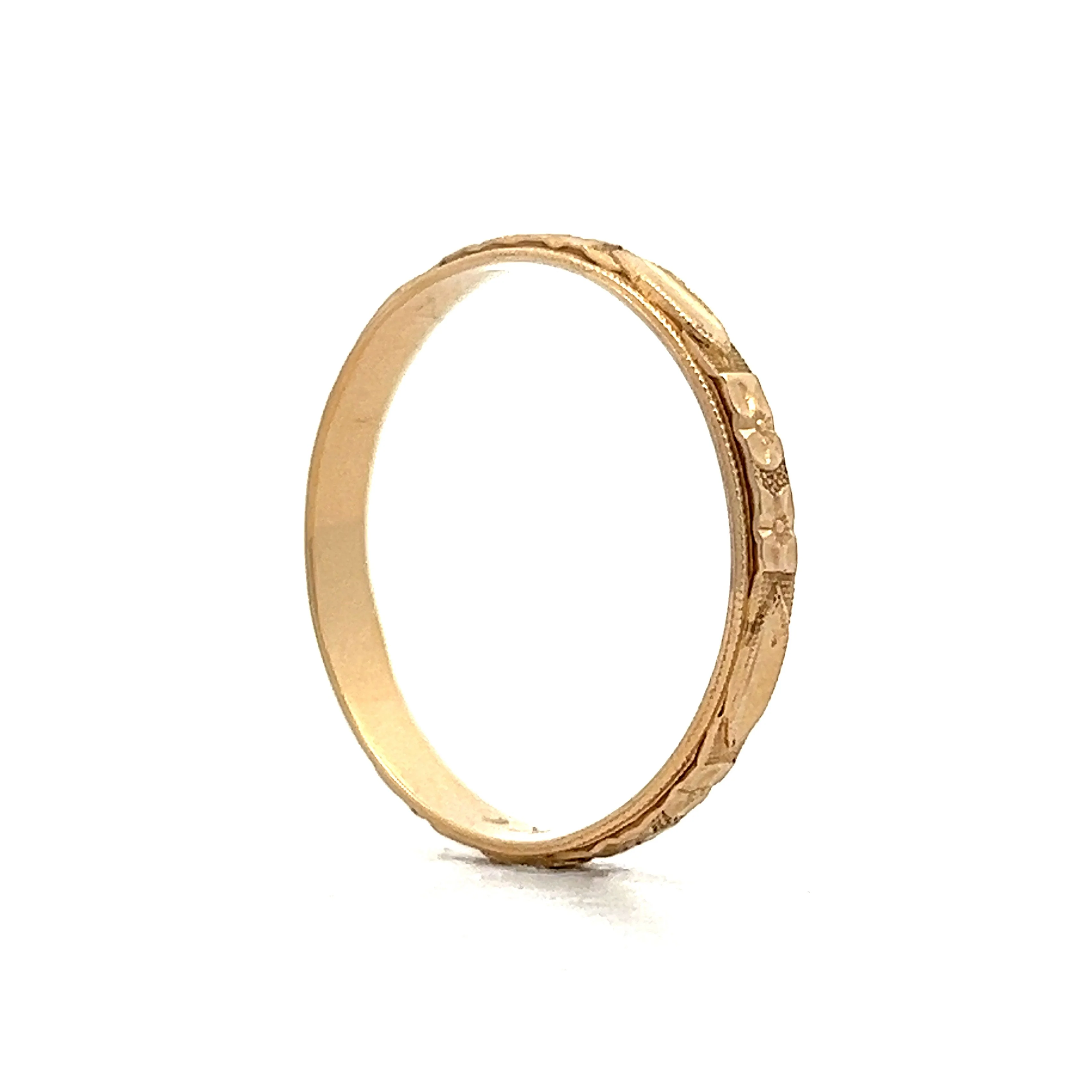 Vintage Art Deco Geometric Orange Blossom Band in Yellow Gold - Image 5