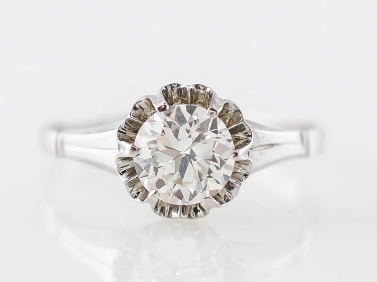 Vintage Art Deco Old European Cut Diamond Solitaire Engagement Ring