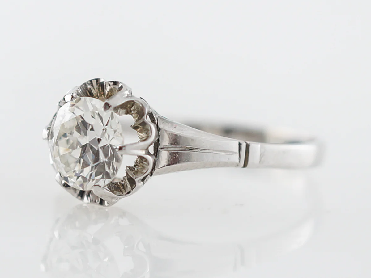Vintage Art Deco Old European Cut Diamond Solitaire Engagement Ring - Image 2