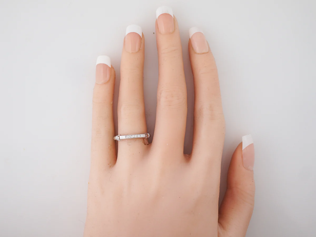Vintage Art Deco Orange Blossom & Diamond Wedding Band in 18k White Gold - Image 5