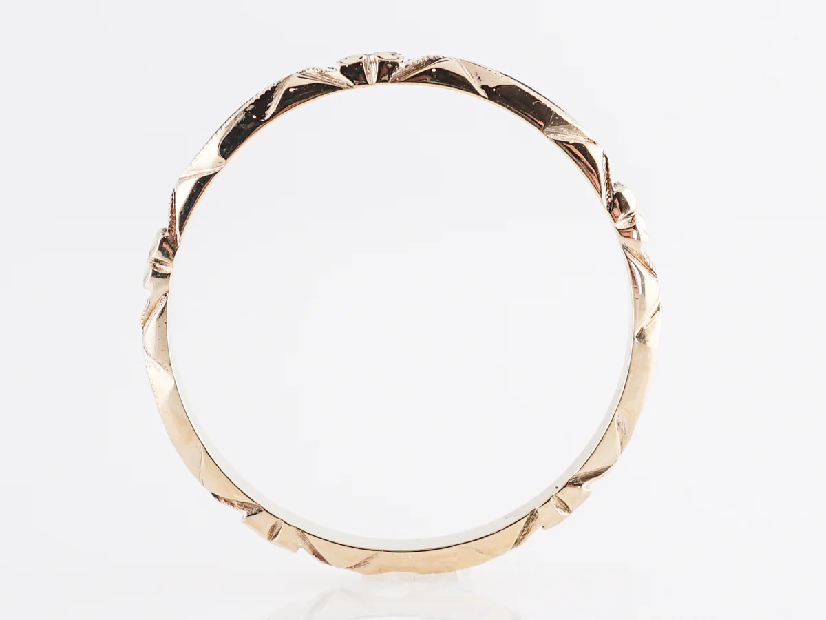 Vintage Art Deco Orange Blossom Wedding Band in 14k Yellow Gold - Image 3