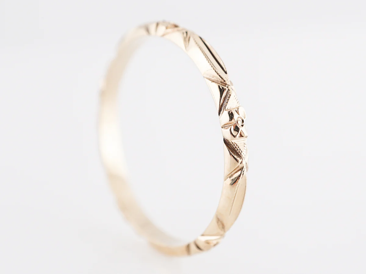 Vintage Art Deco Orange Blossom Wedding Band in 14k Yellow Gold - Image 4