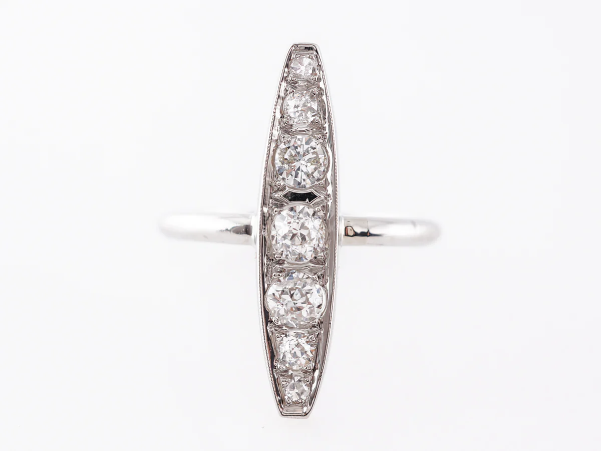 Vintage Art Deco Ring w/ Old European Cut Diamonds in 18k & Platinum