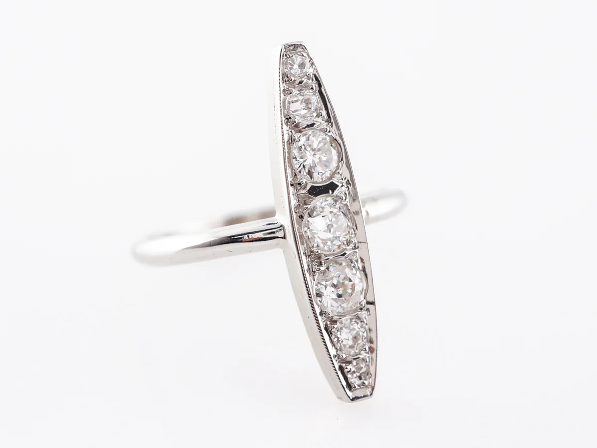 Vintage Art Deco Ring w/ Old European Cut Diamonds in 18k & Platinum - Image 3
