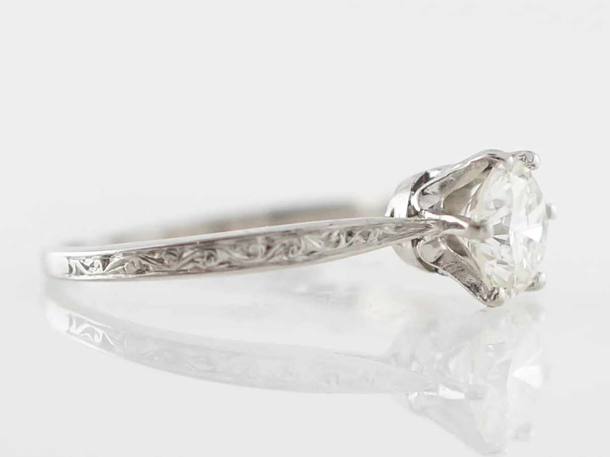 Vintage Art Deco Solitaire Diamond Engagement Ring in Platinum - Image 3
