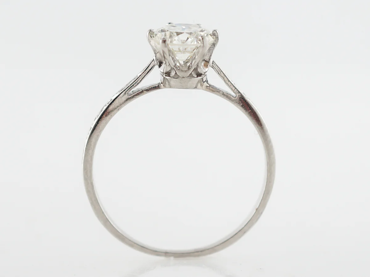 Vintage Art Deco Solitaire Diamond Engagement Ring in Platinum - Image 4