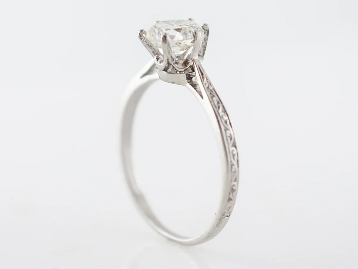 Vintage Art Deco Solitaire Diamond Engagement Ring in Platinum - Image 5