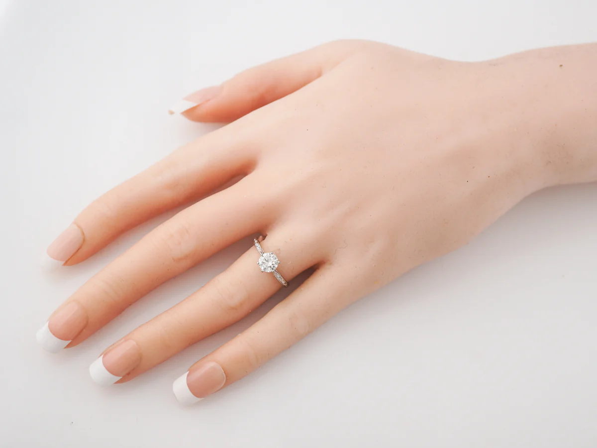 Vintage Art Deco Solitaire Diamond Engagement Ring in Platinum - Image 7