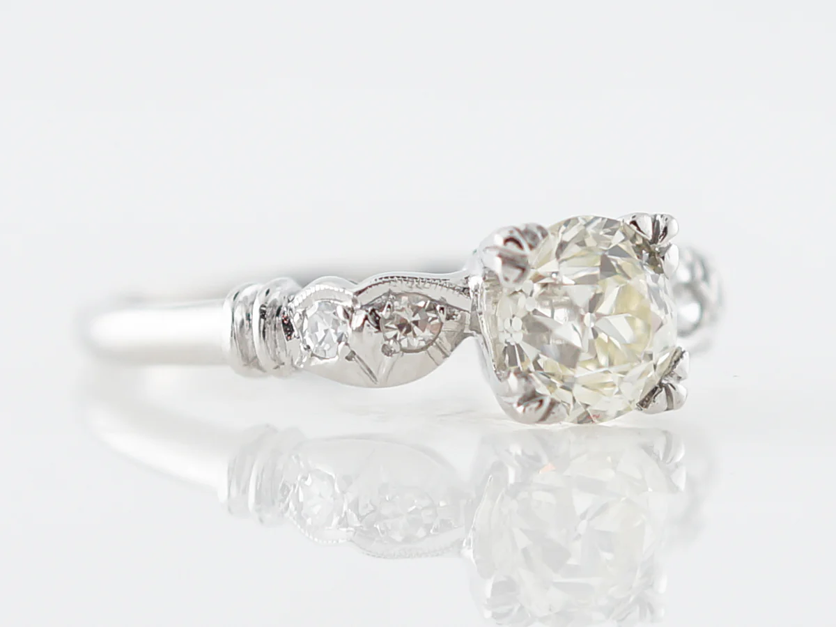 Vintage Art Deco Solitaire Diamond Engagement Ring Platinum - Image 2