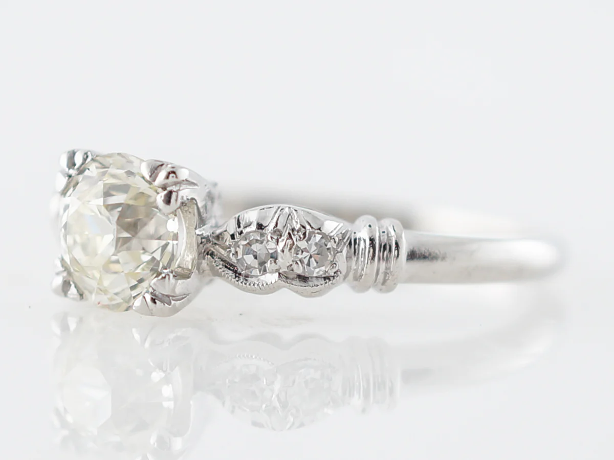 Vintage Art Deco Solitaire Diamond Engagement Ring Platinum - Image 3