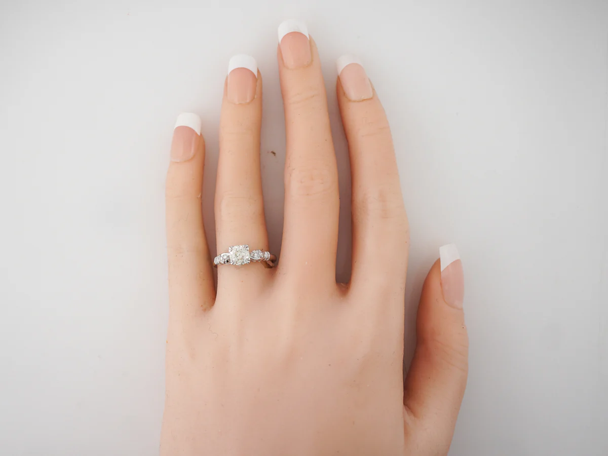 Vintage Art Deco Solitaire Diamond Engagement Ring Platinum - Image 6