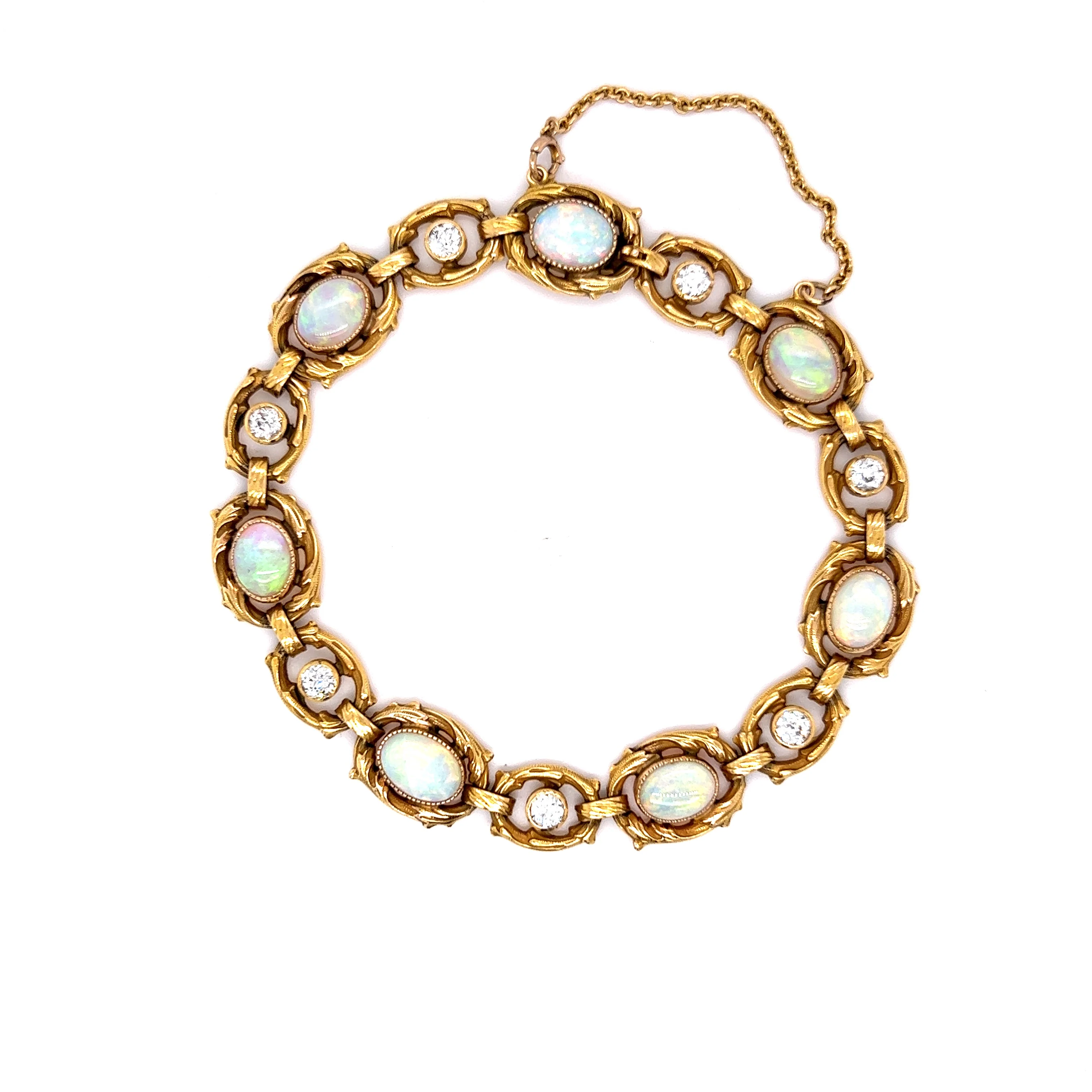 Vintage Art Nouveau Bracelet w Opals & Diamonds - Image 2