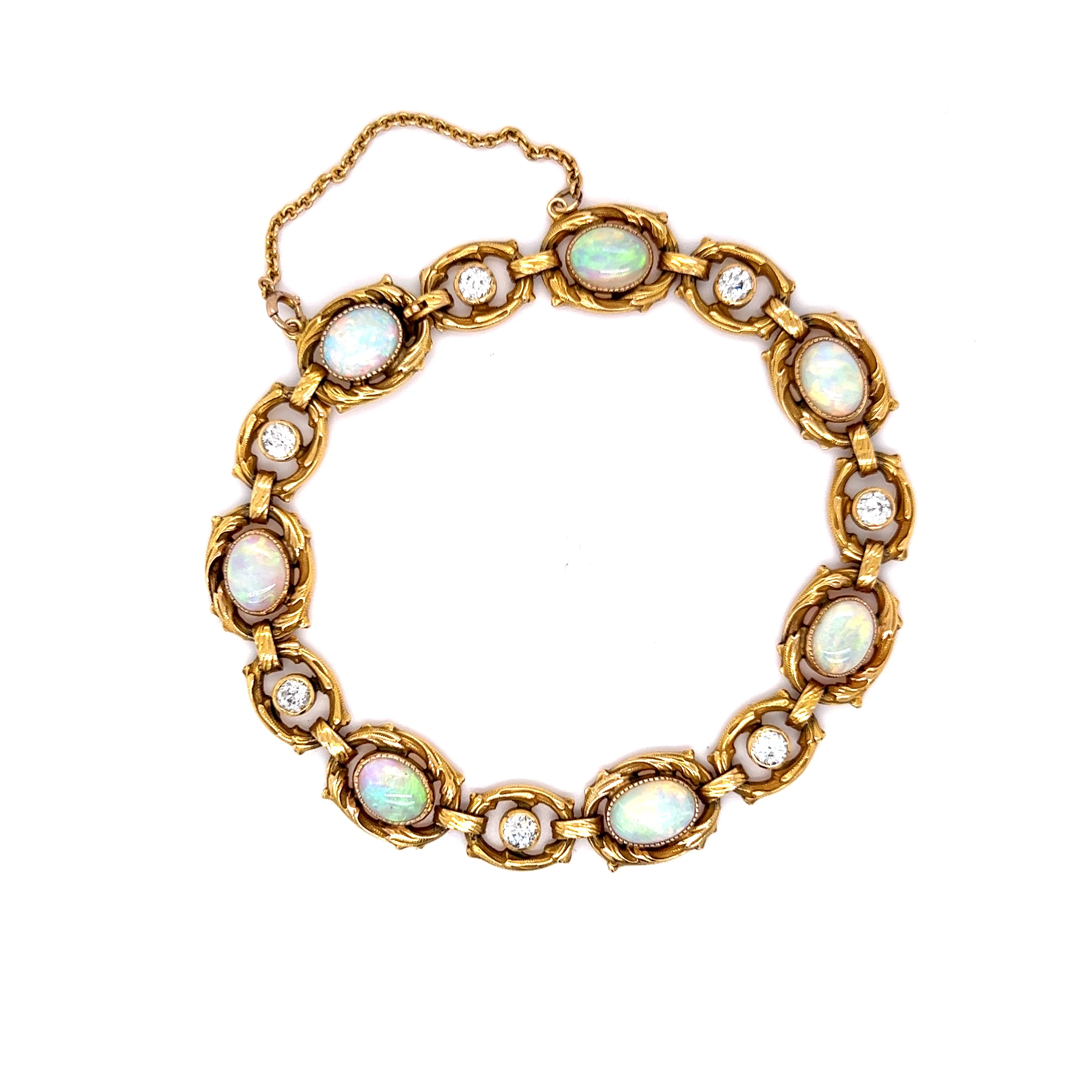 Vintage Art Nouveau Bracelet w Opals & Diamonds - Image 3