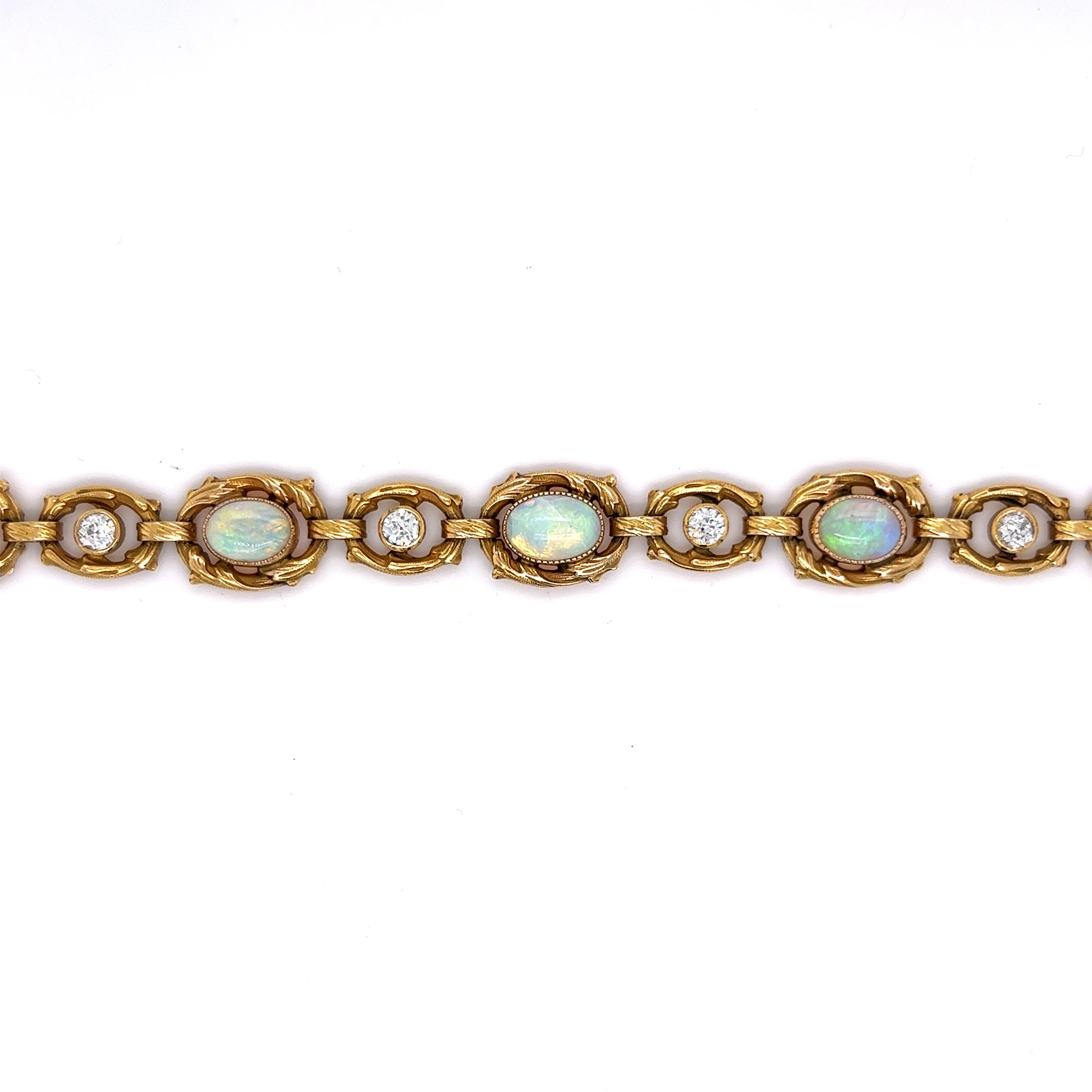 Vintage Art Nouveau Bracelet w Opals & Diamonds - Image 4