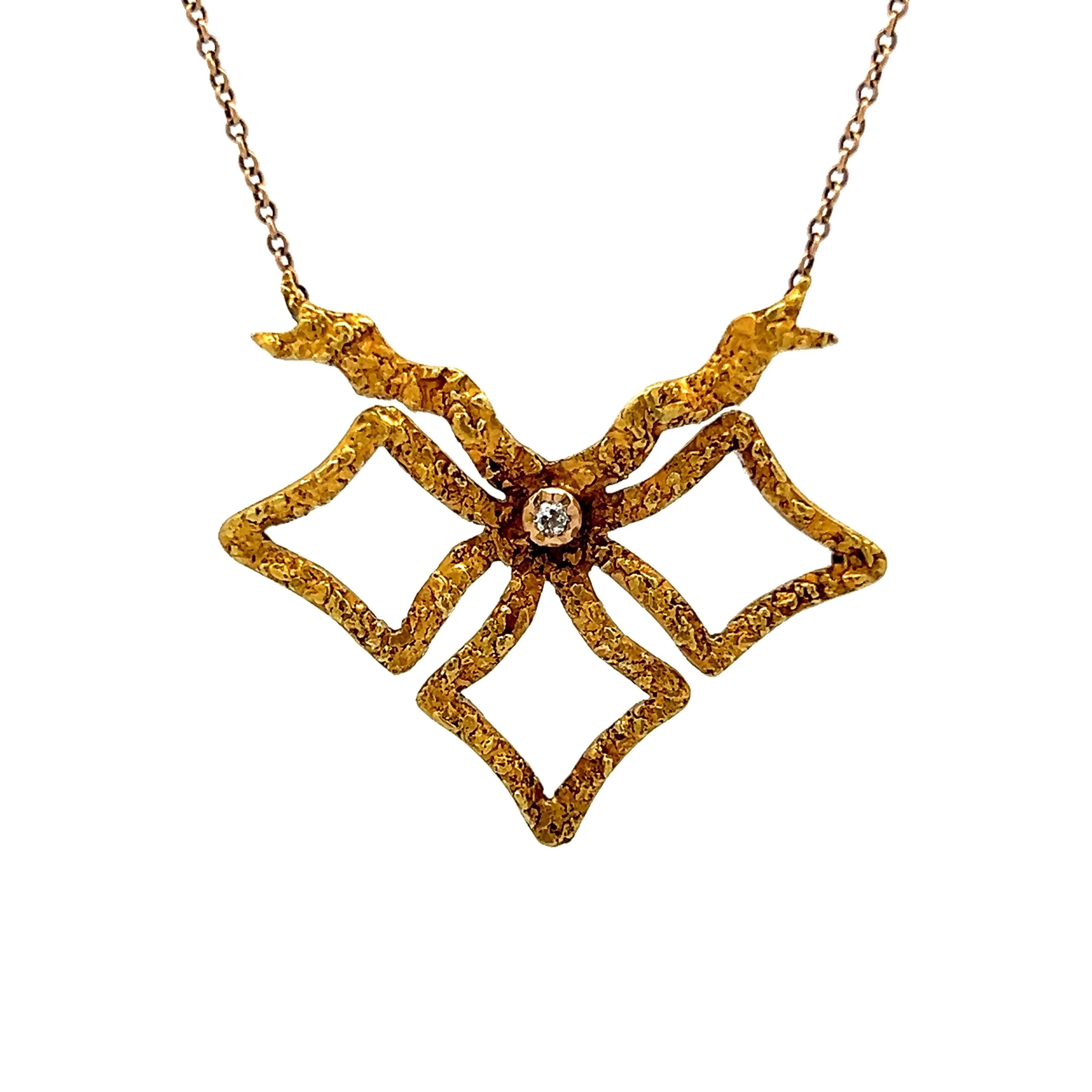 Vintage Art Nouveau Diamond Pendant Necklace in 18k Yellow Gold - Image 4