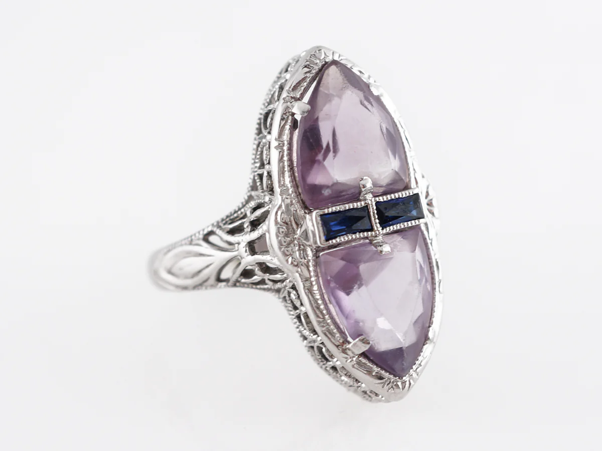 Vintage Belais Brothers Amethyst and Sapphire Cocktail Ring - Image 3
