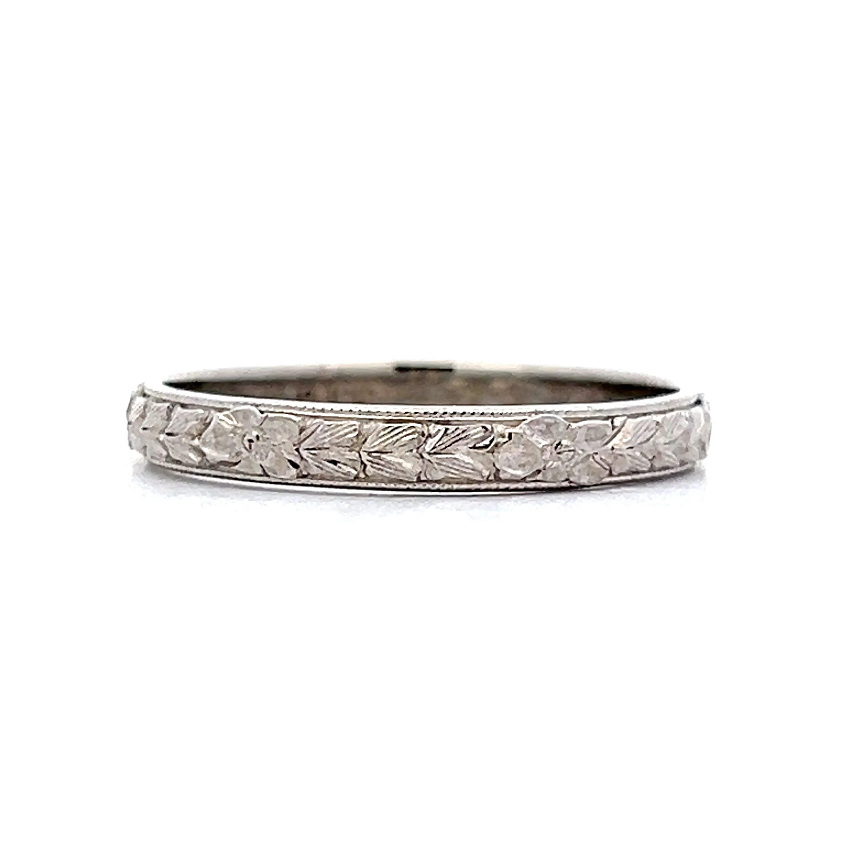 Vintage Belais Brothers Art Deco Wedding Band in 18k White Gold