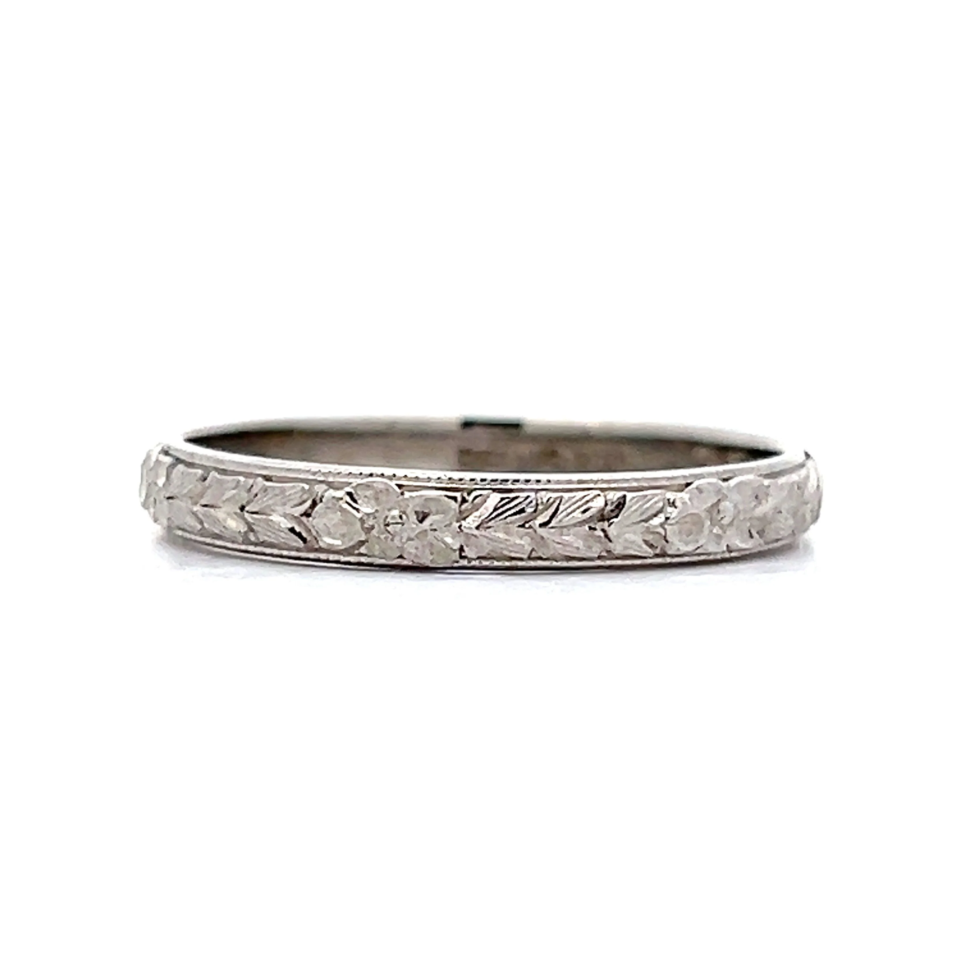 Vintage Belais Brothers Art Deco Wedding Band in 18k White Gold - Image 2