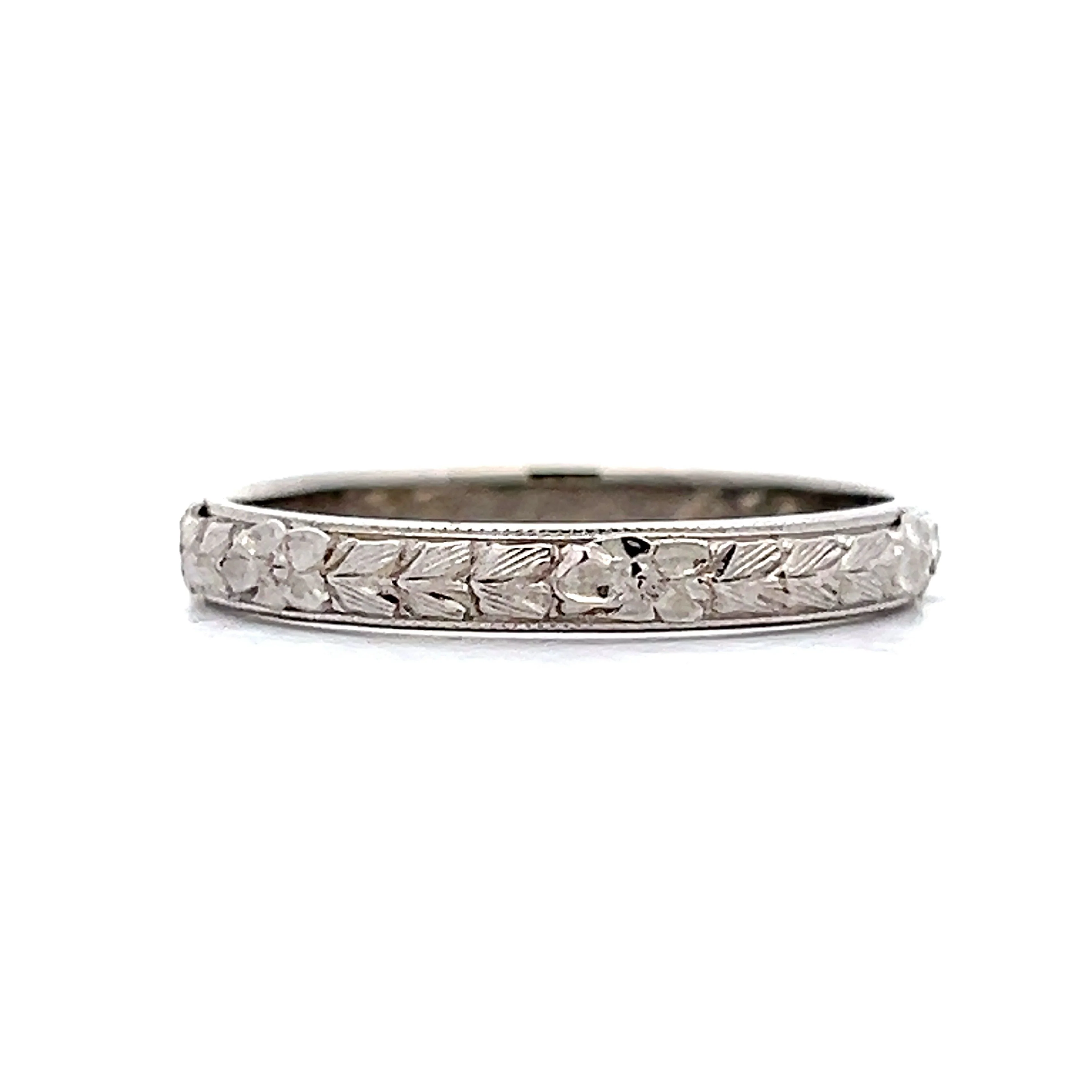 Vintage Belais Brothers Art Deco Wedding Band in 18k White Gold - Image 3