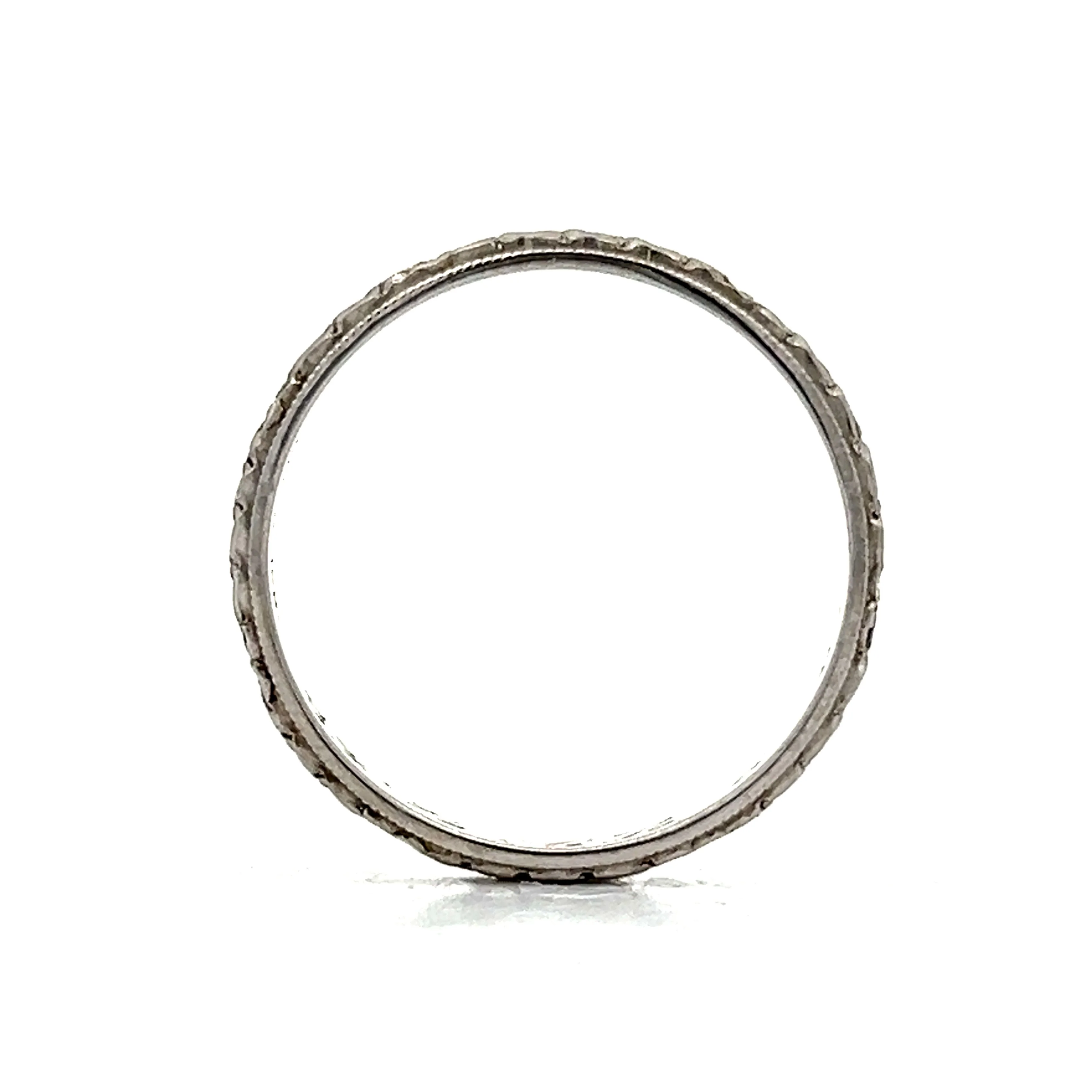 Vintage Belais Brothers Art Deco Wedding Band in 18k White Gold - Image 4