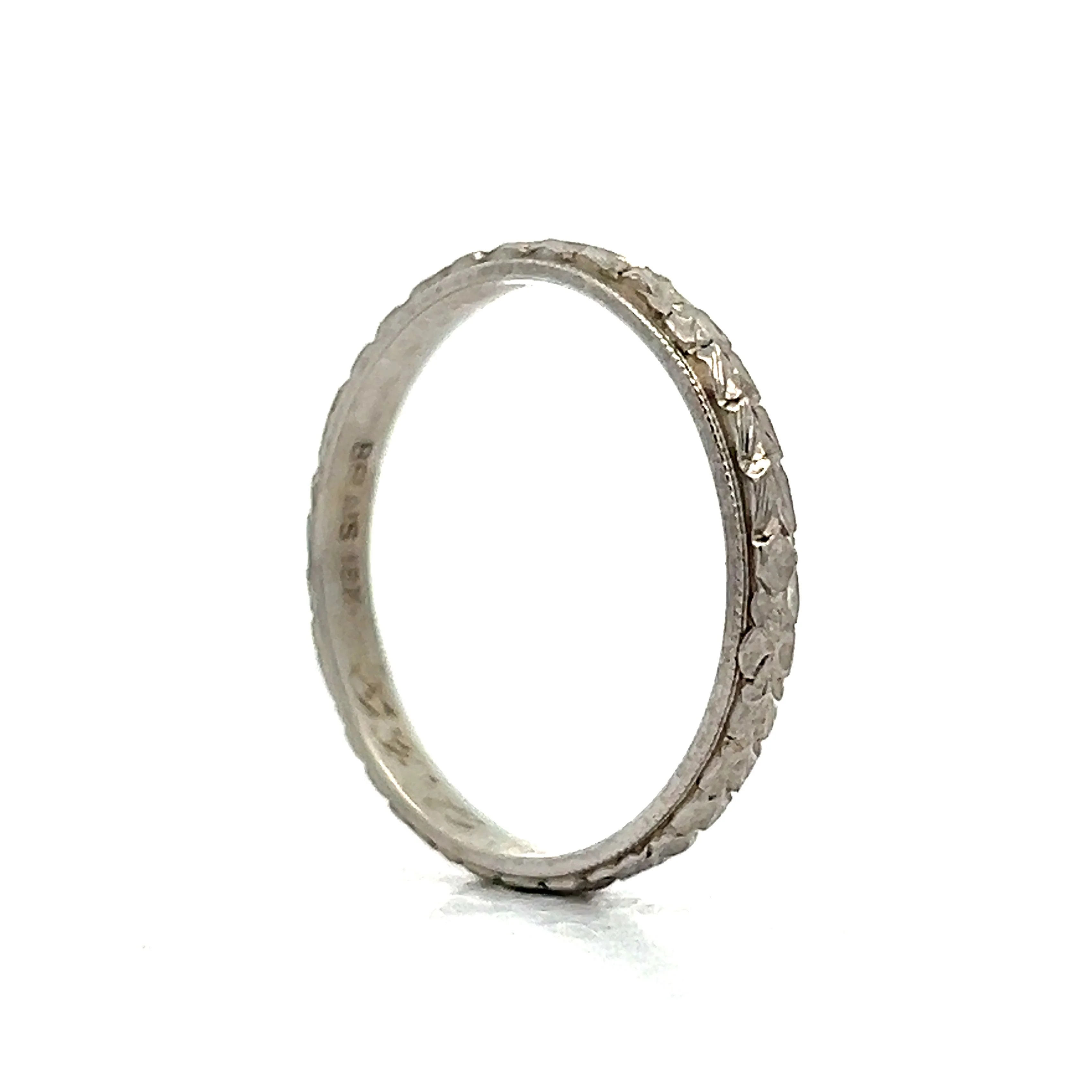 Vintage Belais Brothers Art Deco Wedding Band in 18k White Gold - Image 5