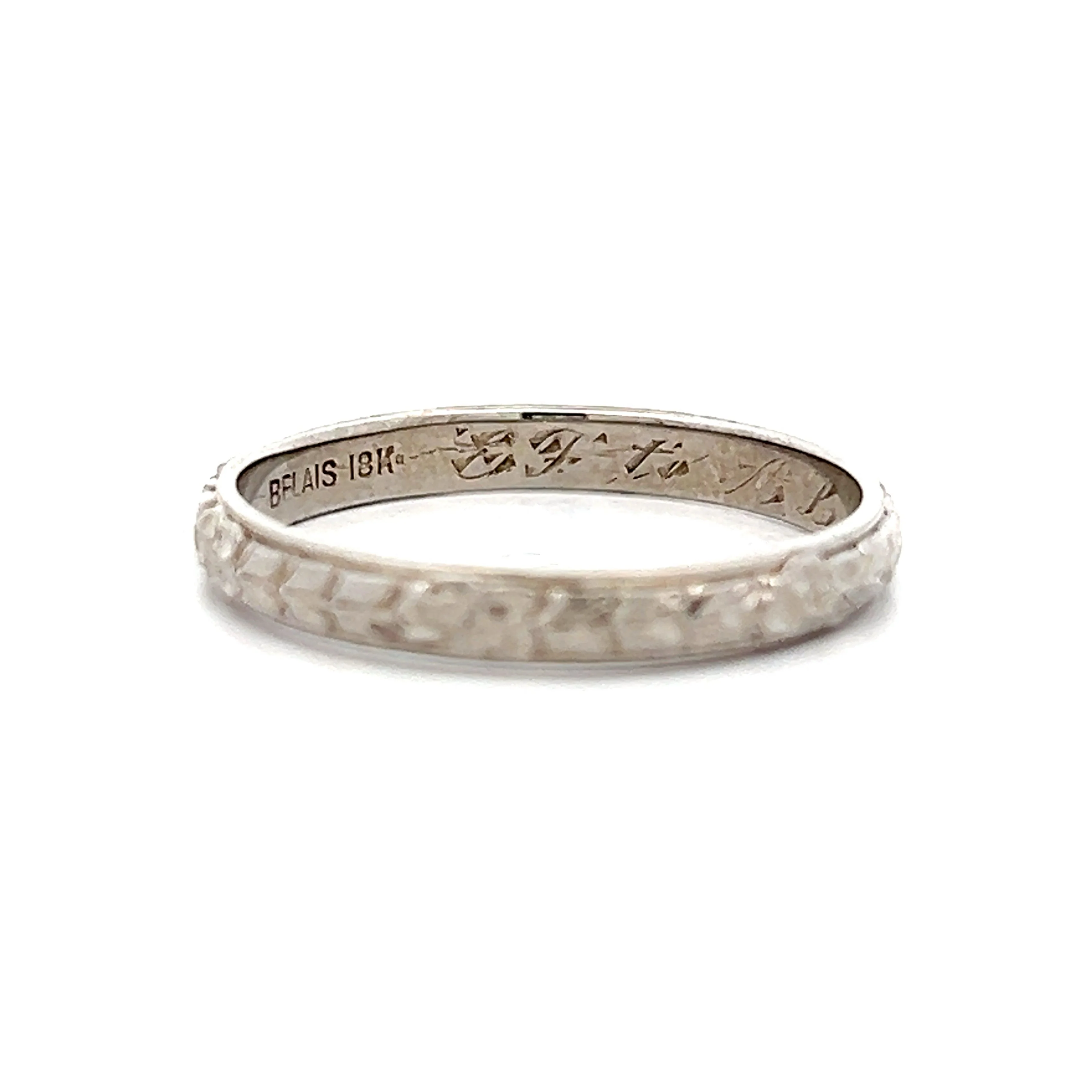 Vintage Belais Brothers Art Deco Wedding Band in 18k White Gold - Image 6