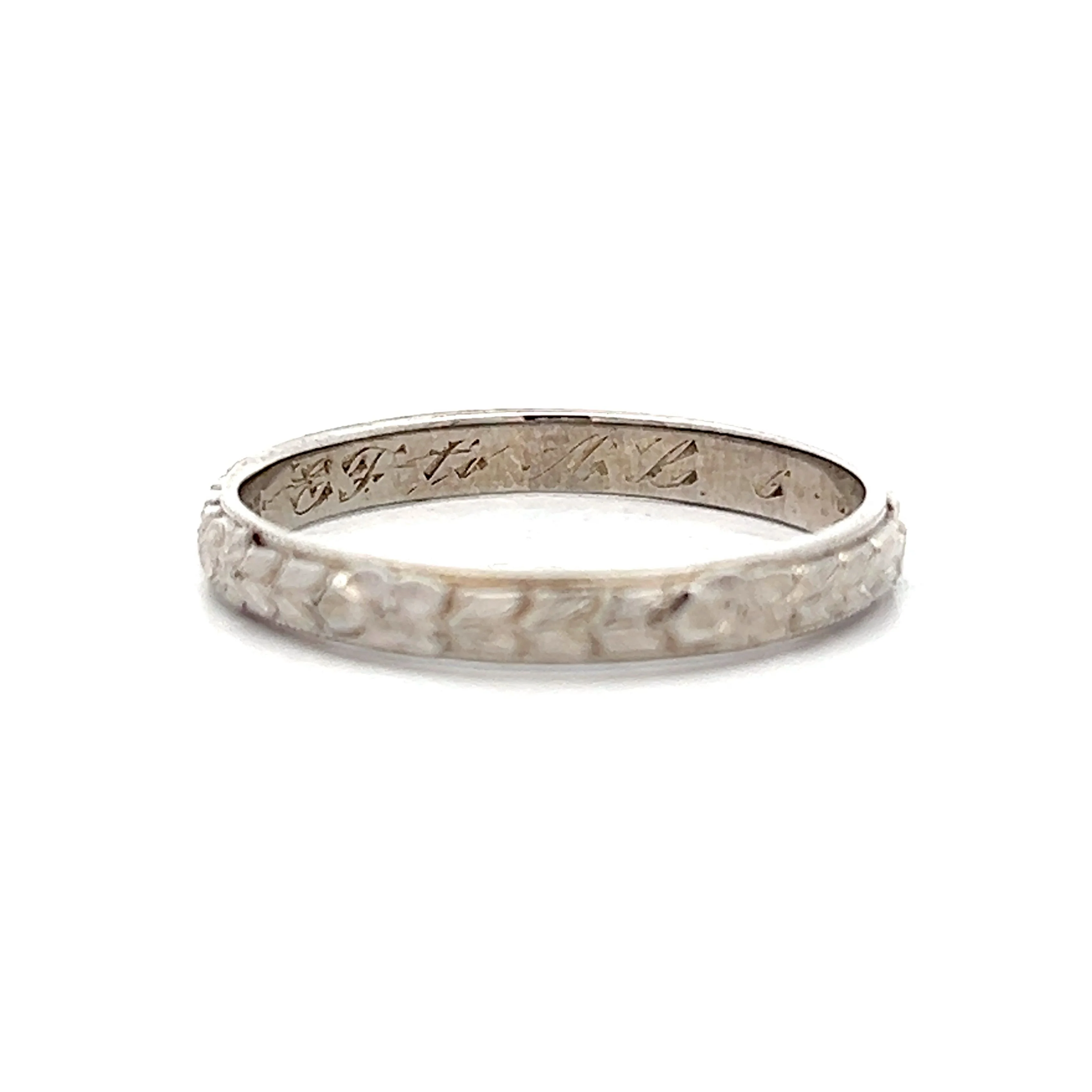 Vintage Belais Brothers Art Deco Wedding Band in 18k White Gold - Image 7