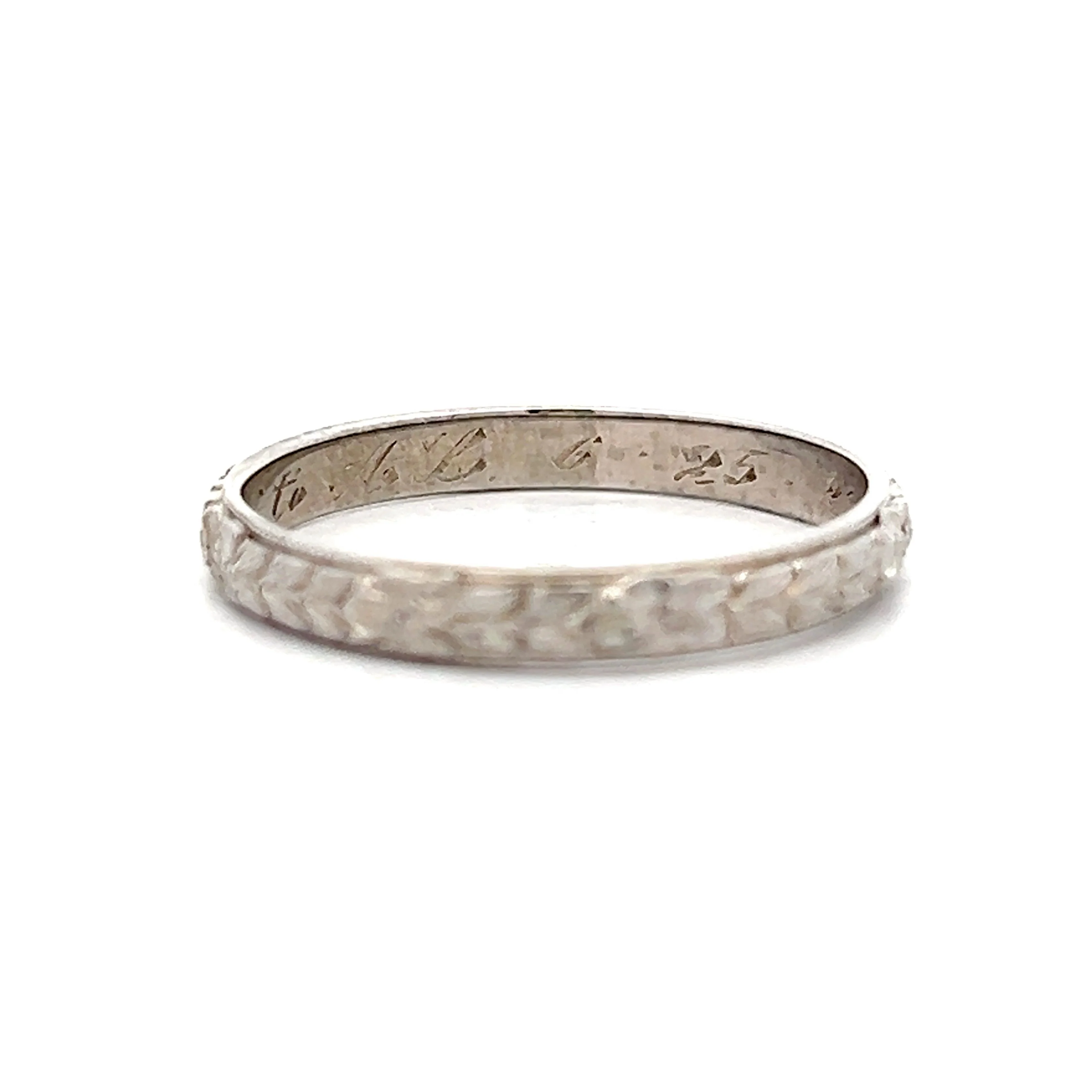 Vintage Belais Brothers Art Deco Wedding Band in 18k White Gold - Image 8