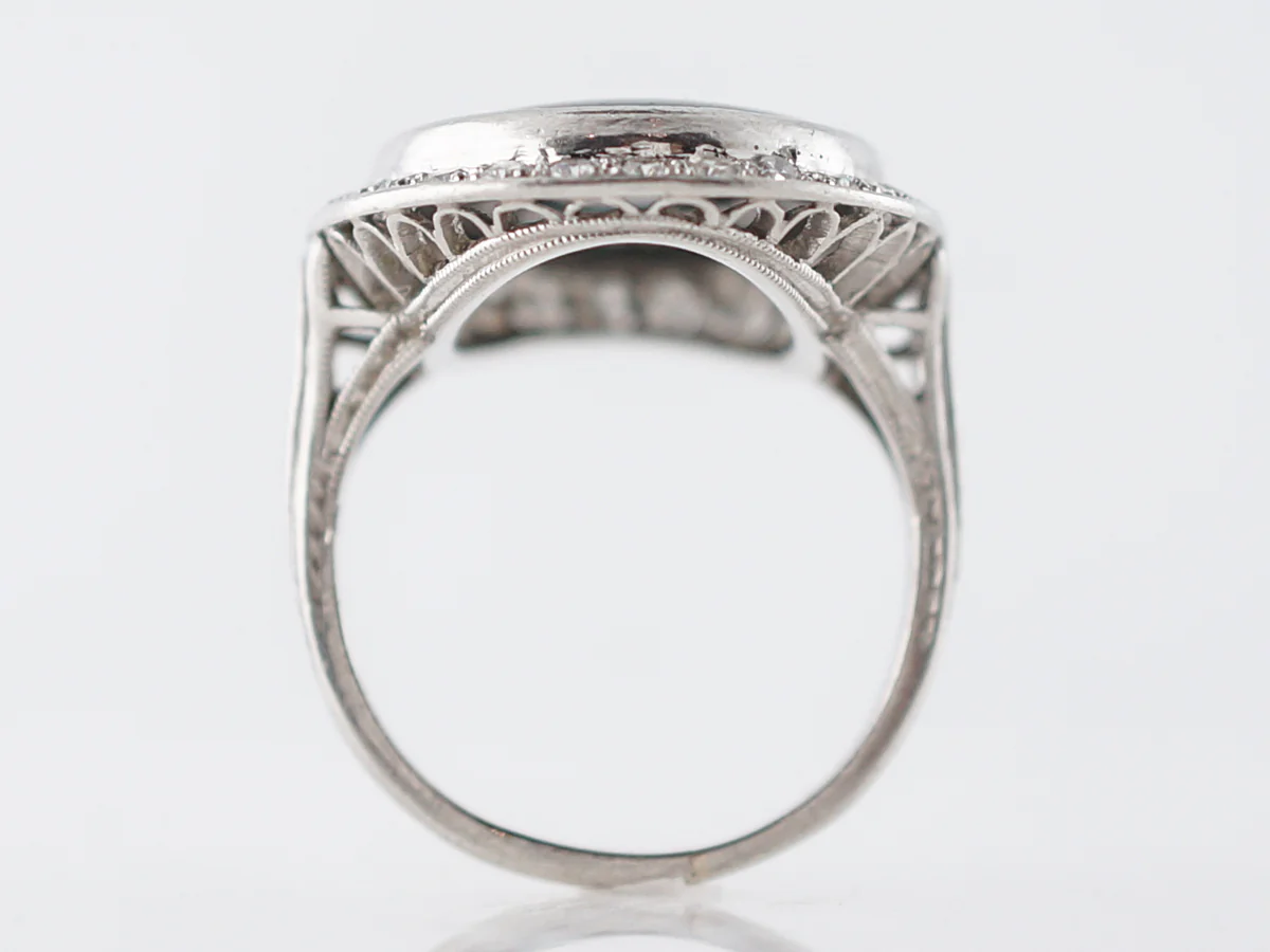 Vintage Bloodstone Cocktail Ring w/ Diamonds in Platinum - Image 4