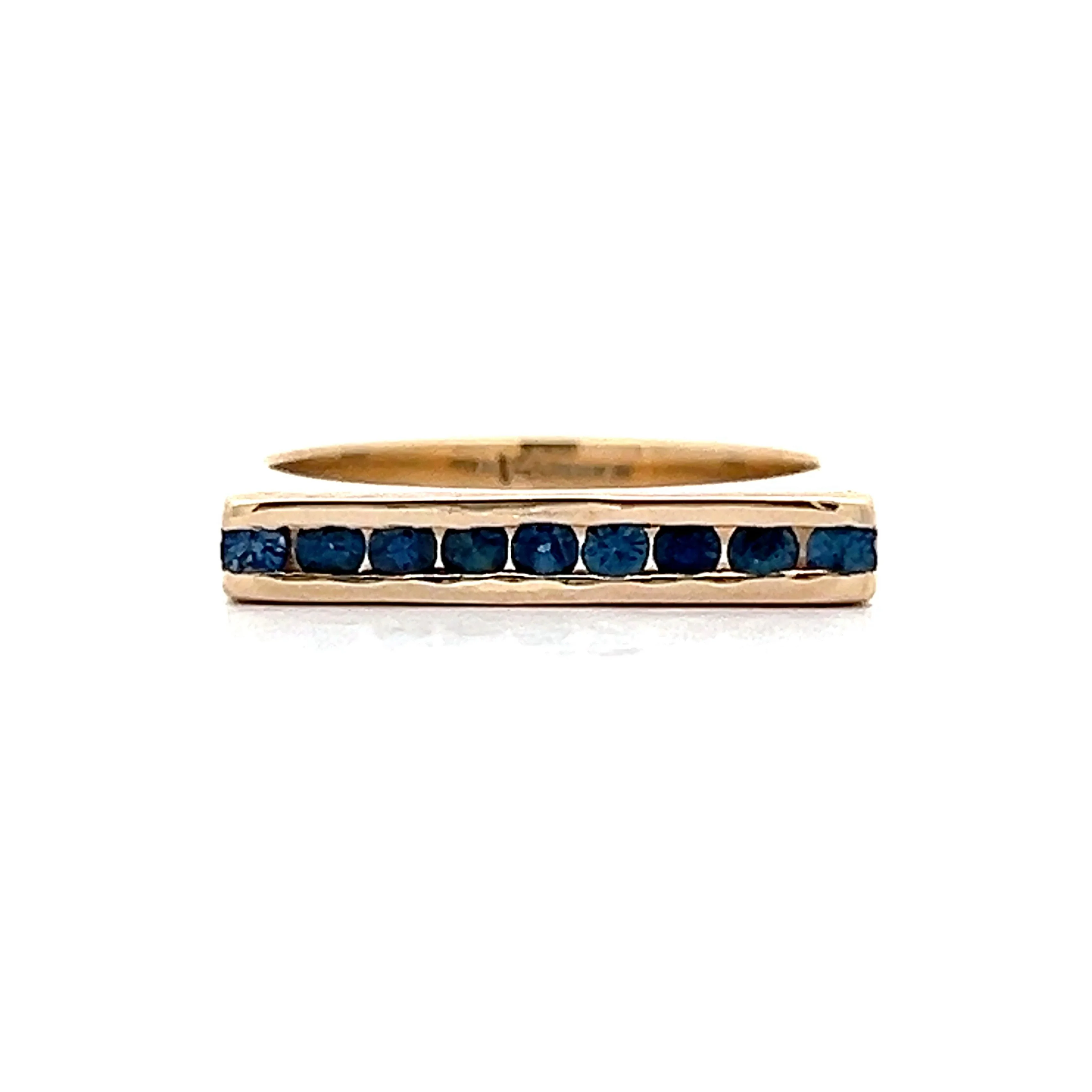 Vintage Blue Sapphire Stacking Ring in 14k Yellow Gold