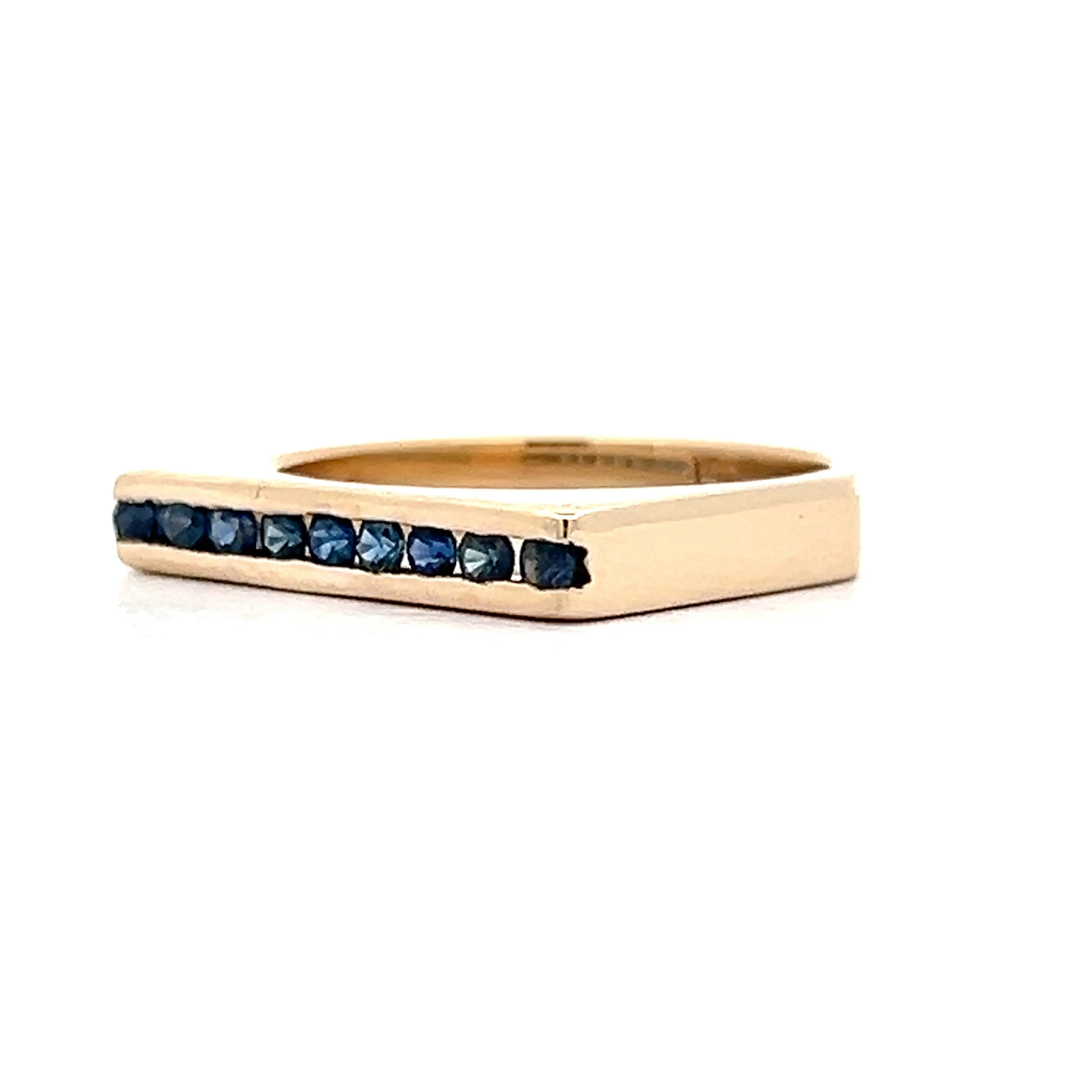 Vintage Blue Sapphire Stacking Ring in 14k Yellow Gold - Image 2