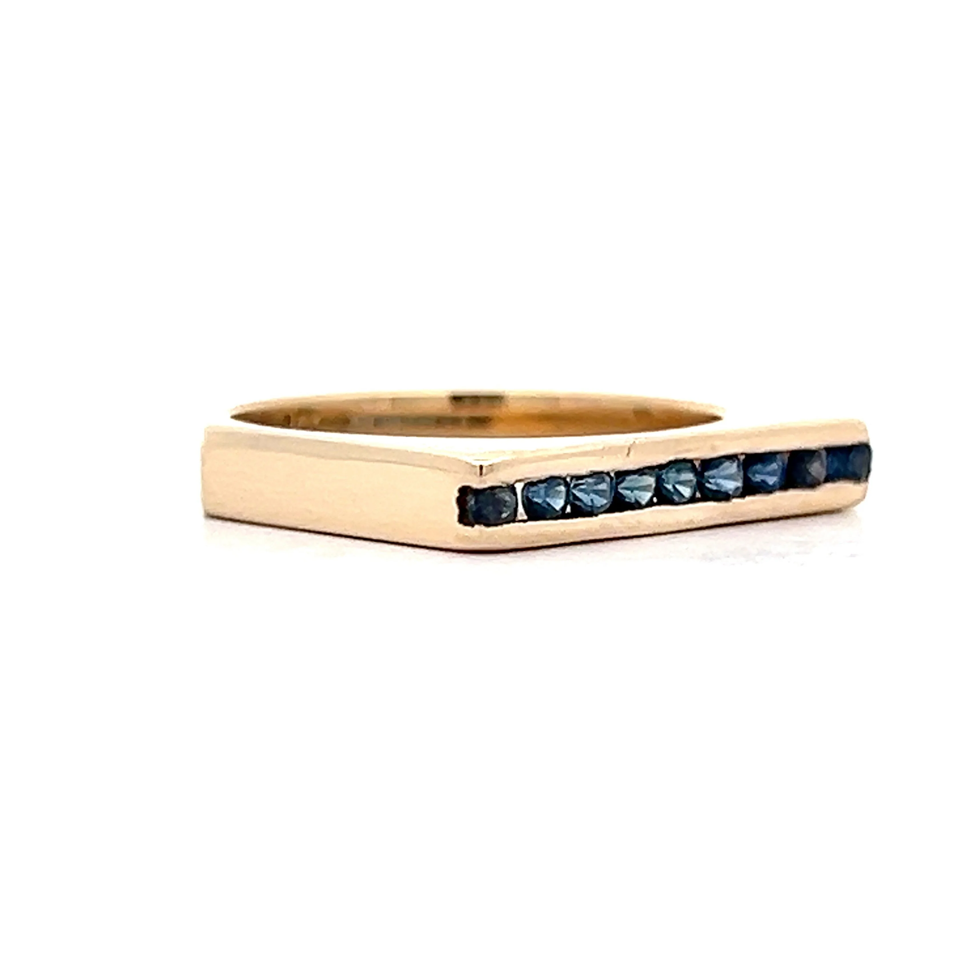 Vintage Blue Sapphire Stacking Ring in 14k Yellow Gold - Image 3