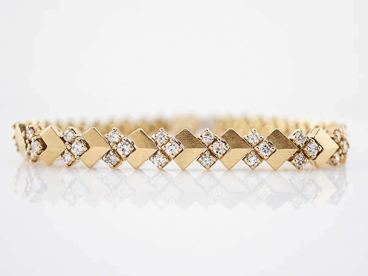 Vintage Bracelet Mid-Century 4.40 Round Brilliant Cut Diamonds in 18K Yellow Gold - Image 5