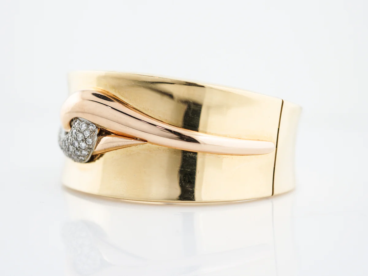 **RTV 1/10/19**Vintage Bracelet Retro 1.50 Round Brilliant Cut Diamonds in 18K Yellow, White & Rose Gold - Image 2