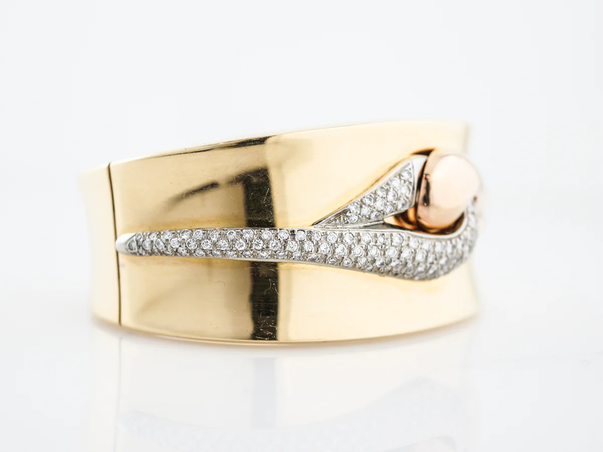 **RTV 1/10/19**Vintage Bracelet Retro 1.50 Round Brilliant Cut Diamonds in 18K Yellow, White & Rose Gold - Image 3
