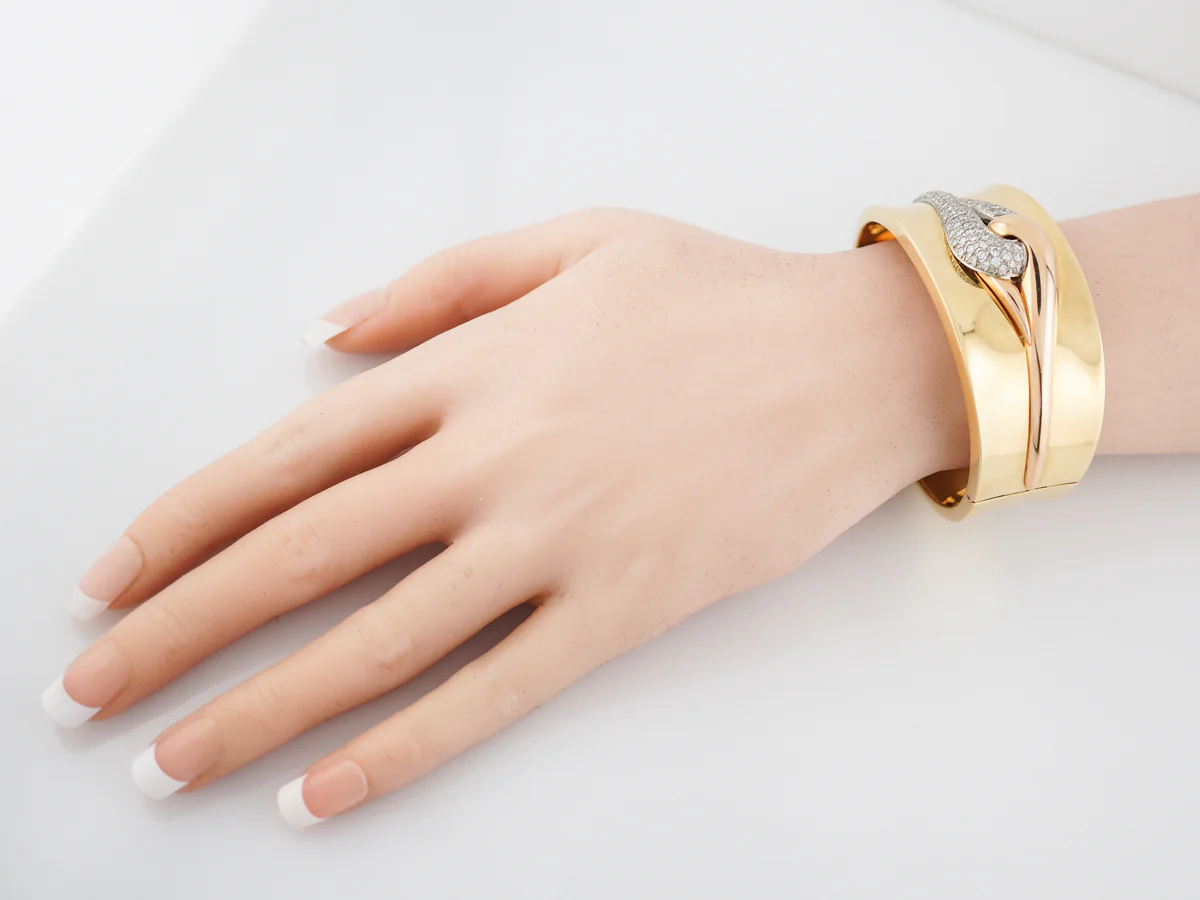 **RTV 1/10/19**Vintage Bracelet Retro 1.50 Round Brilliant Cut Diamonds in 18K Yellow, White & Rose Gold - Image 6