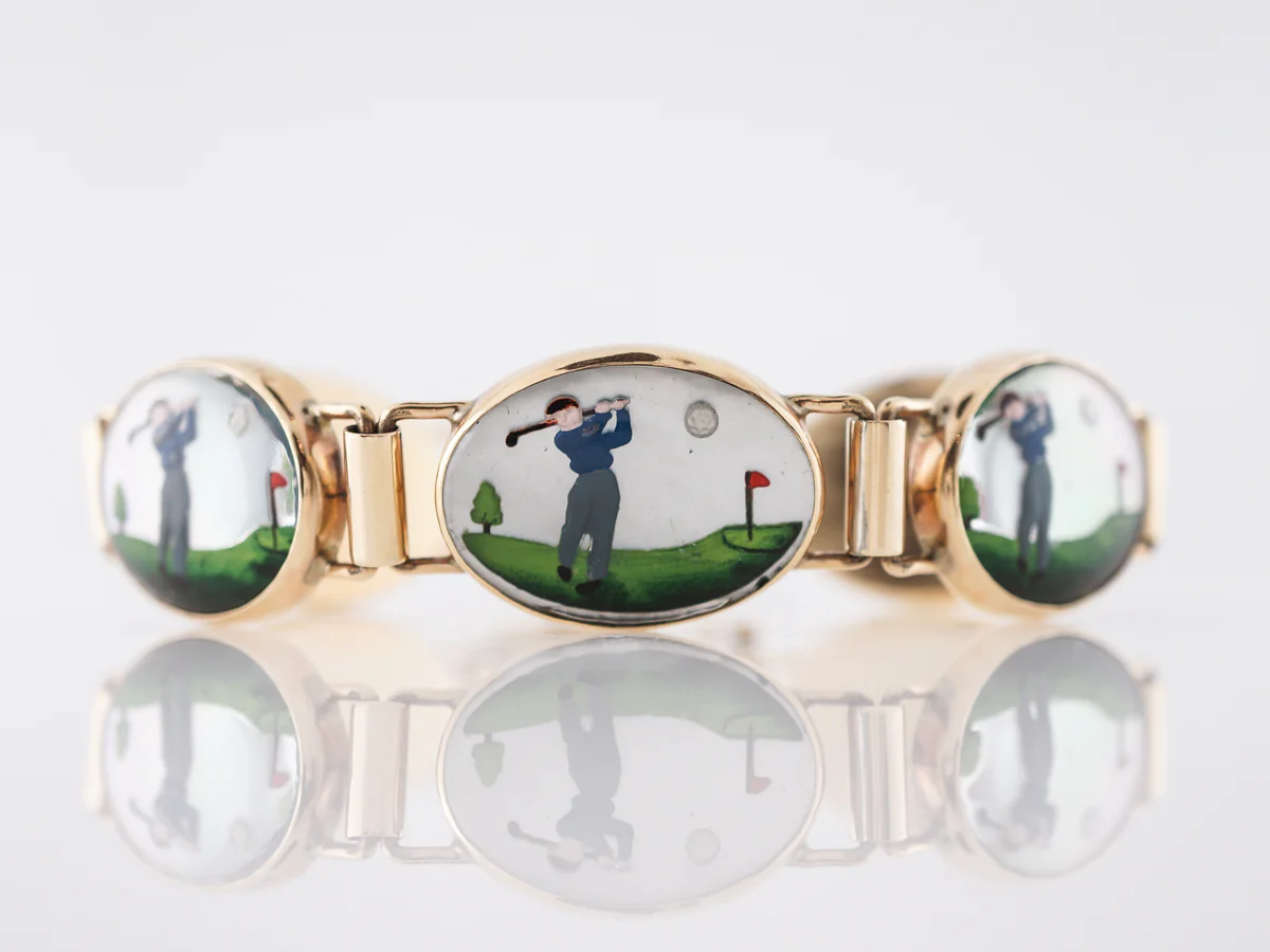 ***RTV11/23***Vintage Bracelet Retro Mother of Pearl in 14K Yellow Gold