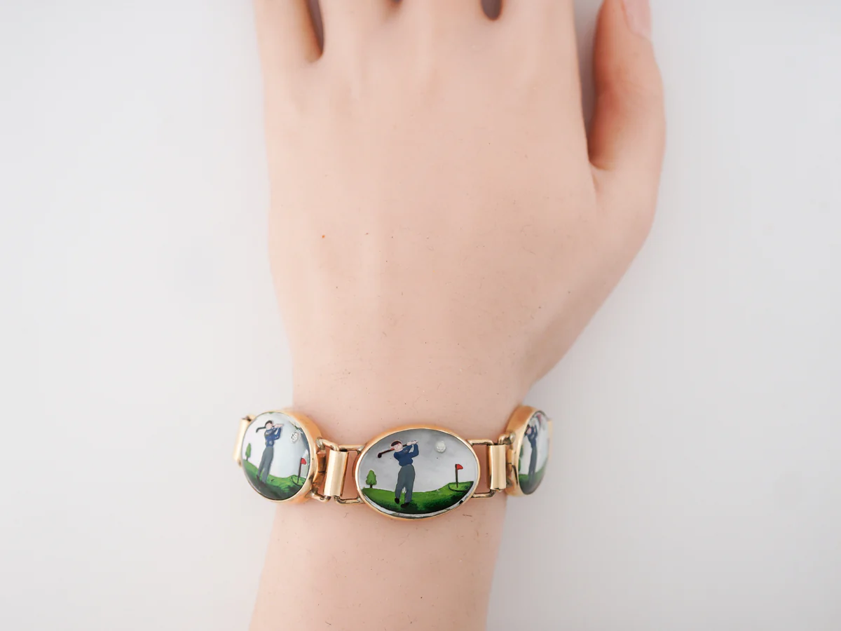 ***RTV11/23***Vintage Bracelet Retro Mother of Pearl in 14K Yellow Gold - Image 4