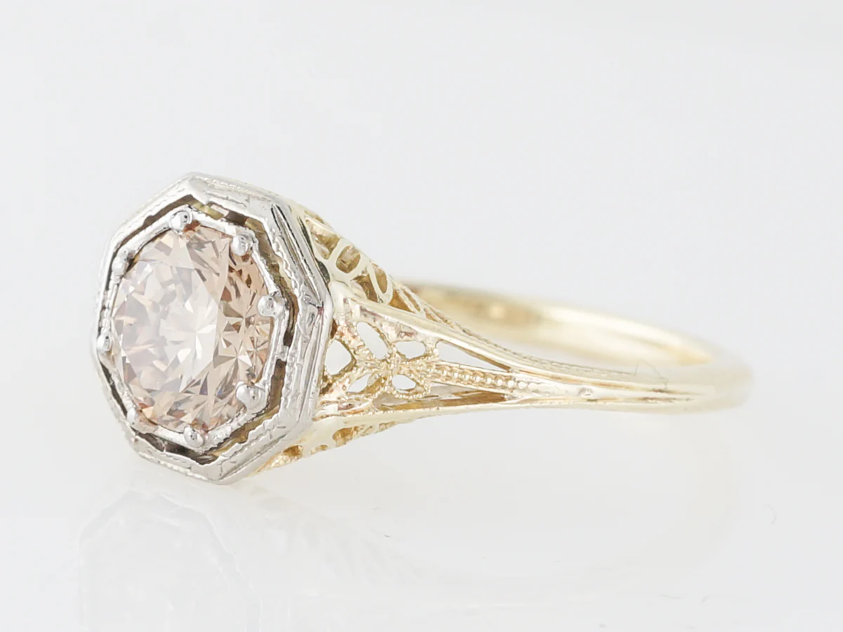 Vintage Brown Diamond Engagement Ring in Yellow Gold - Image 2