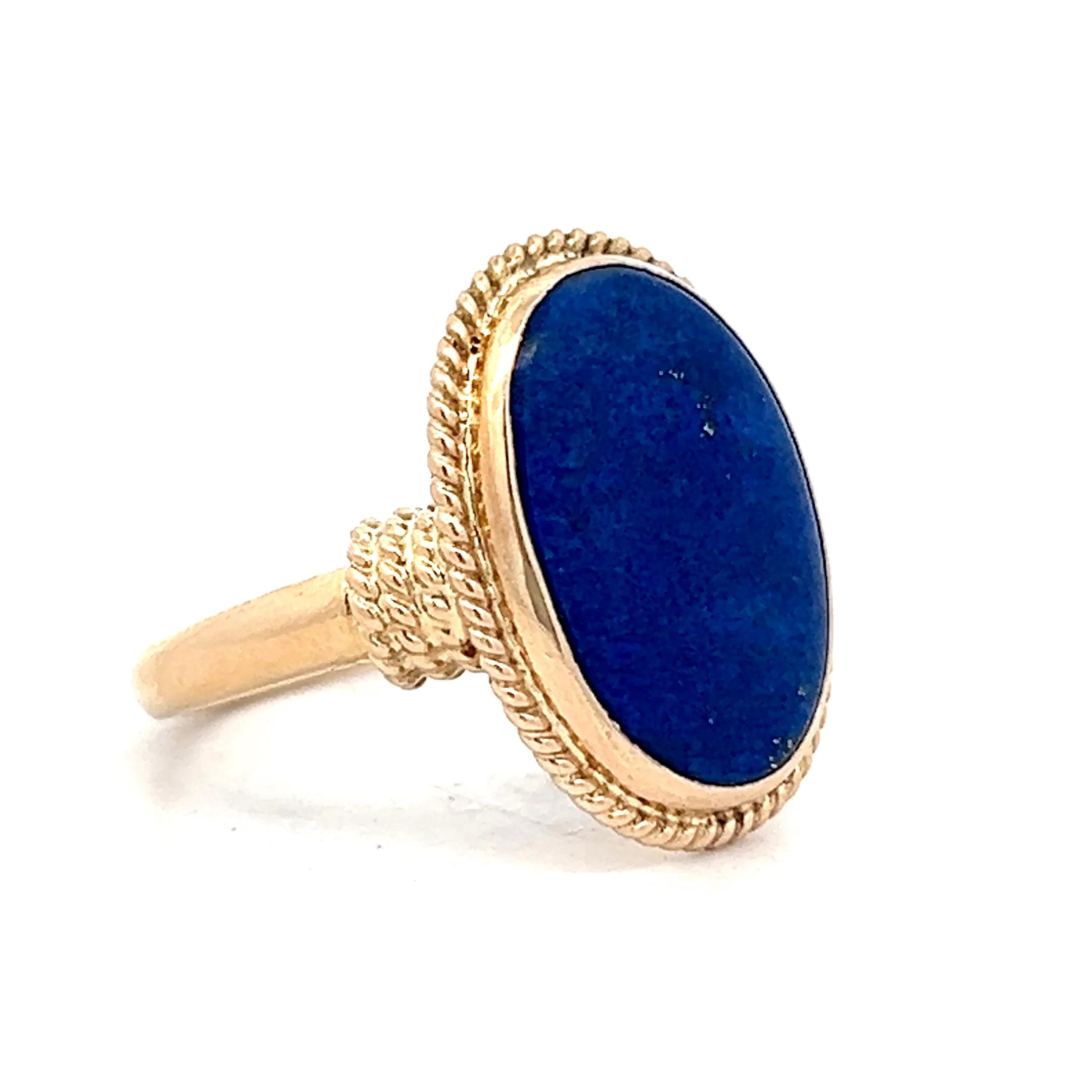 Vintage Cabochon Lapis Lazuli Cocktail Ring in 14k - Image 3
