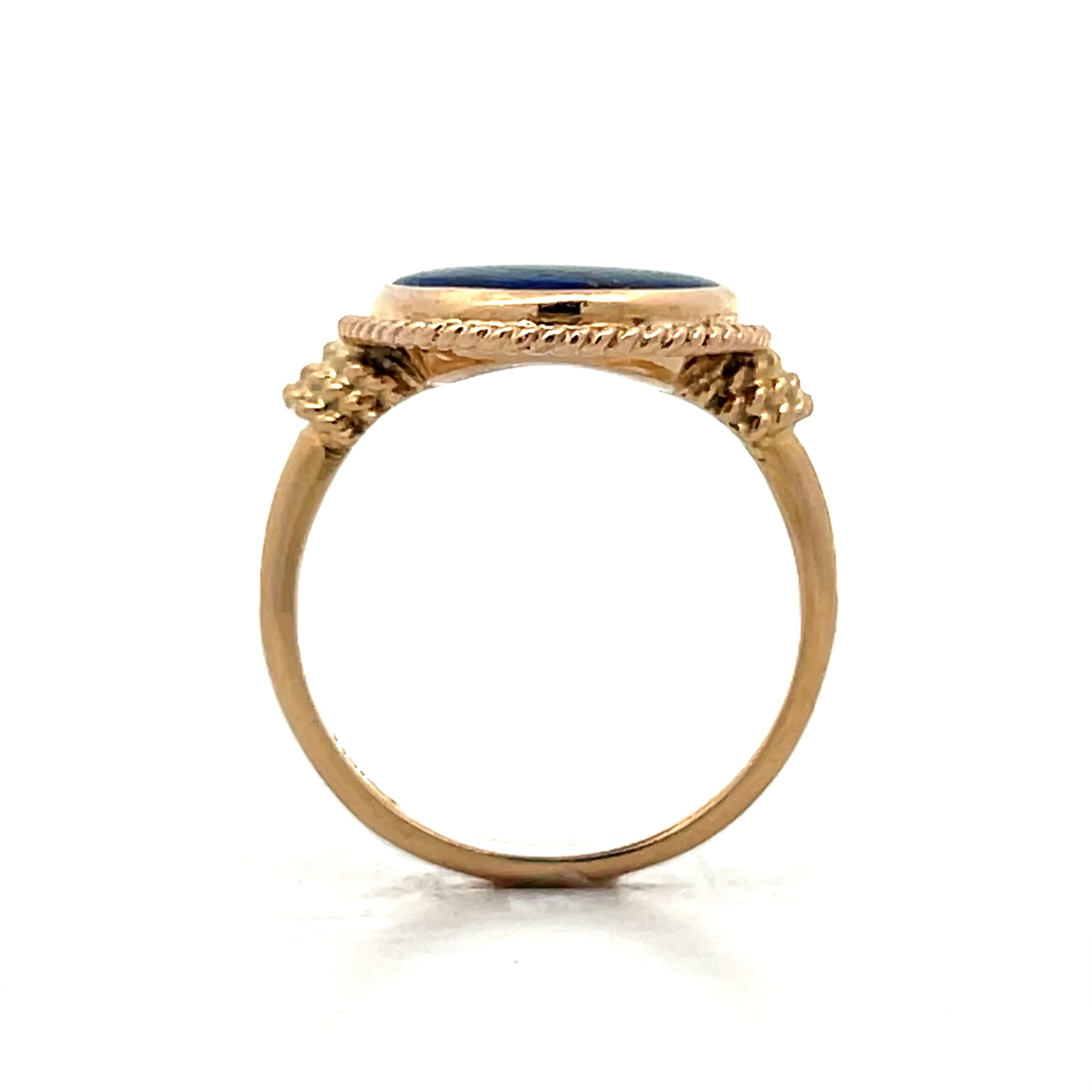 Vintage Cabochon Lapis Lazuli Cocktail Ring in 14k - Image 4