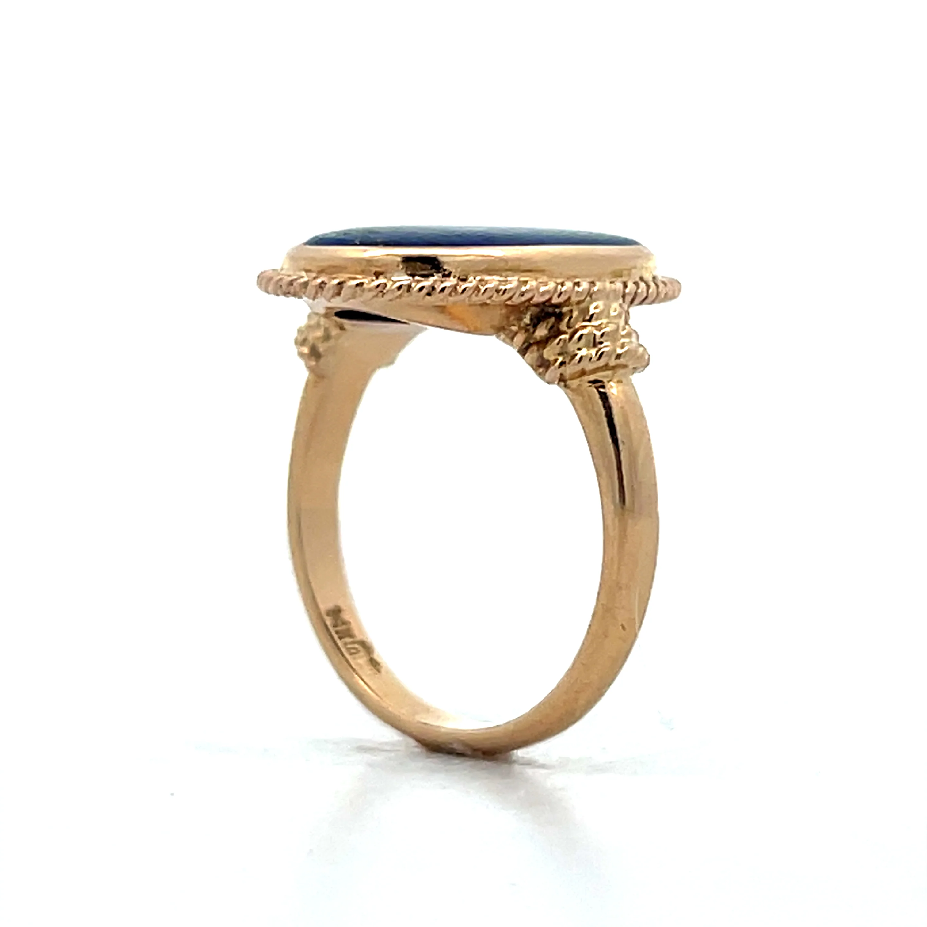 Vintage Cabochon Lapis Lazuli Cocktail Ring in 14k - Image 5