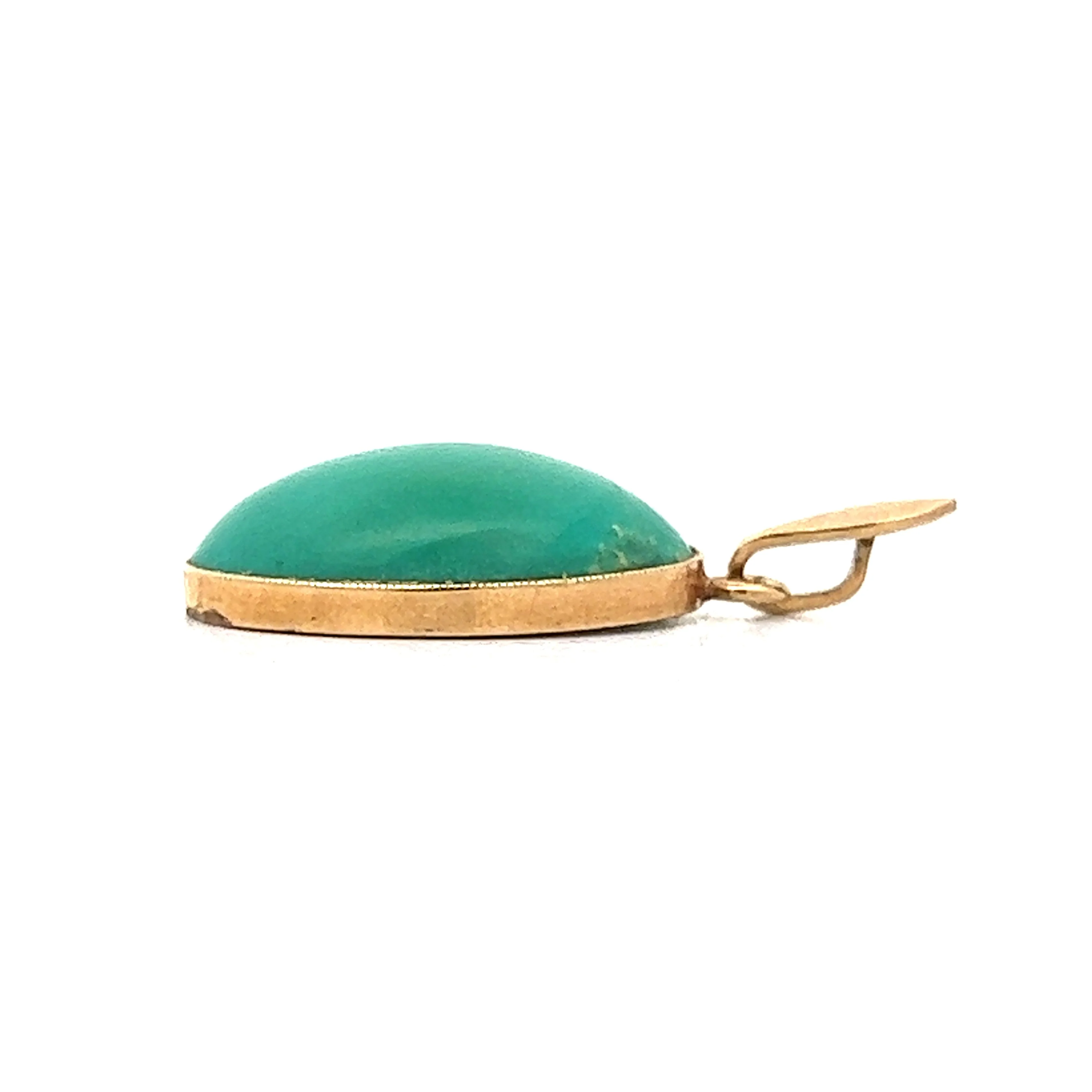 Vintage Cabochon Turquoise Pendant in 14k Yellow Gold - Image 3