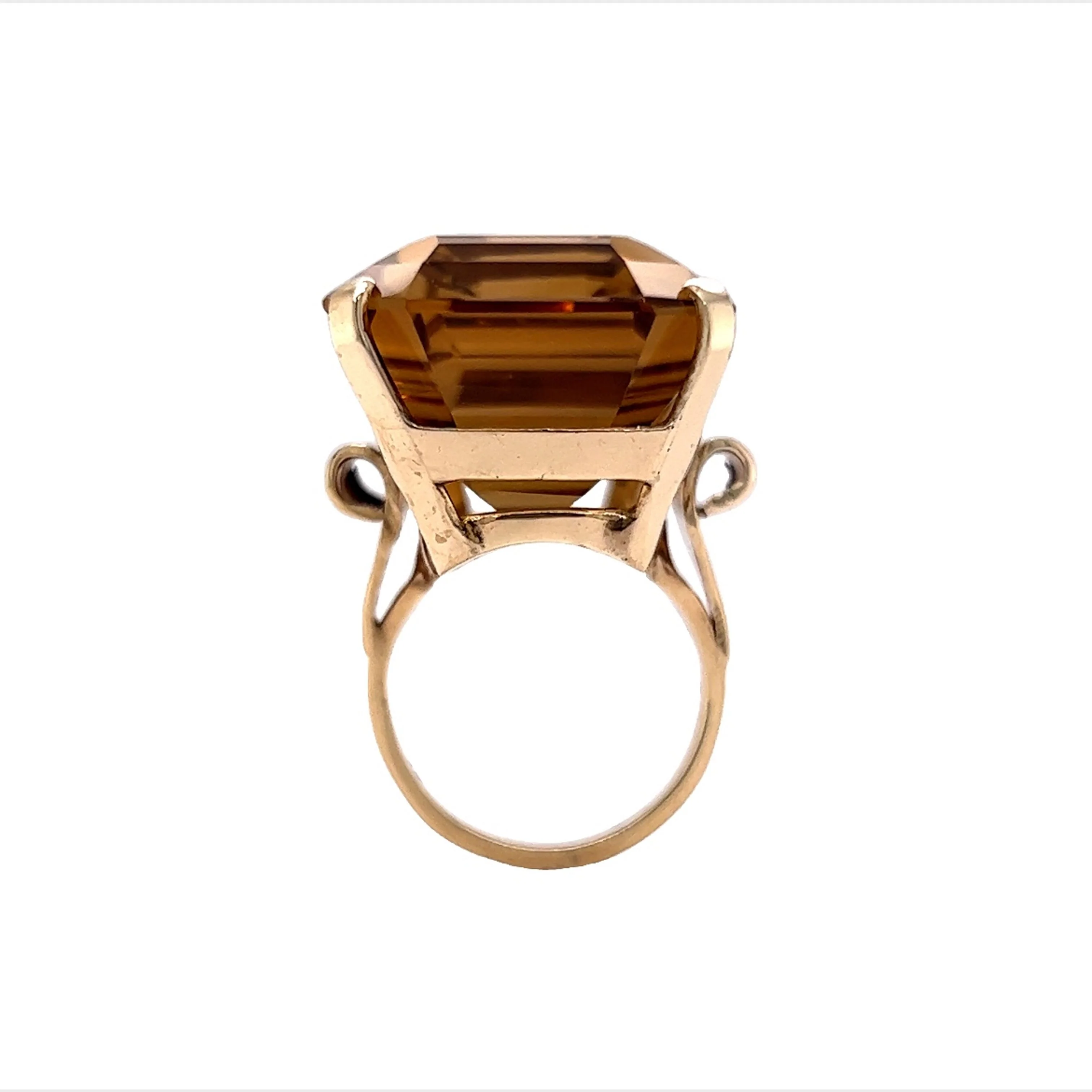 Vintage Citrine Cocktail Ring 64 Carats in 14k Yellow Gold - Image 4